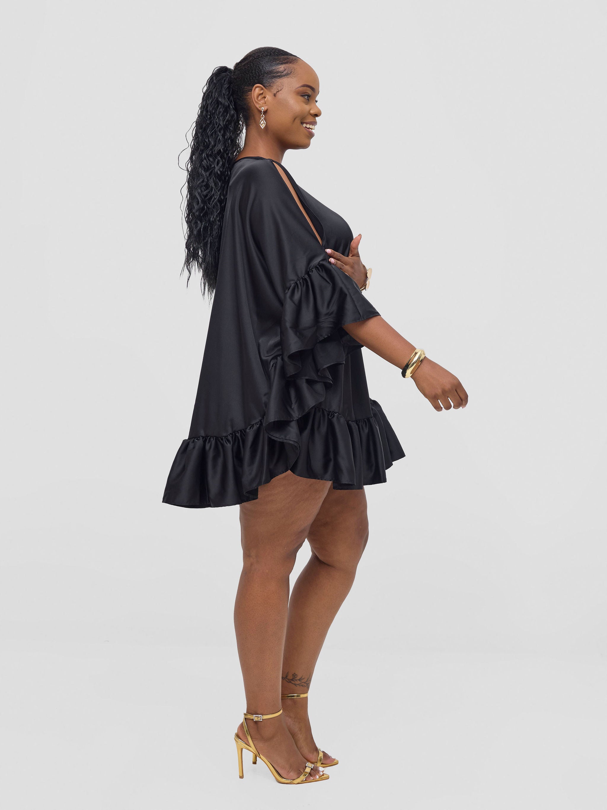 Vivo Chidii Tunic Dress With Frills - Black