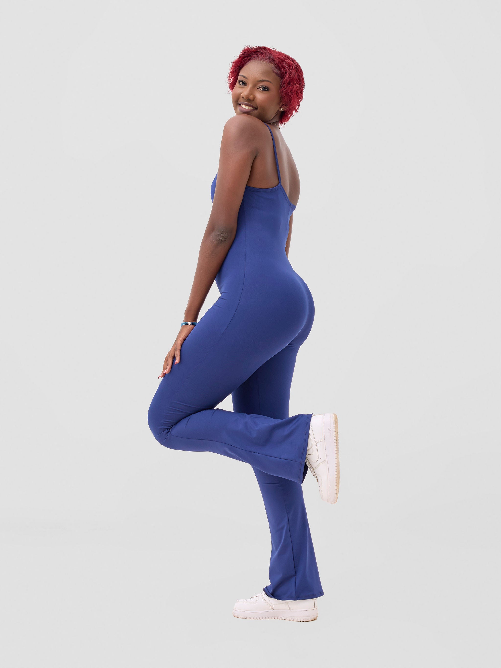 Zoya Sadira Bell Bottom Unitard - Navy Blue