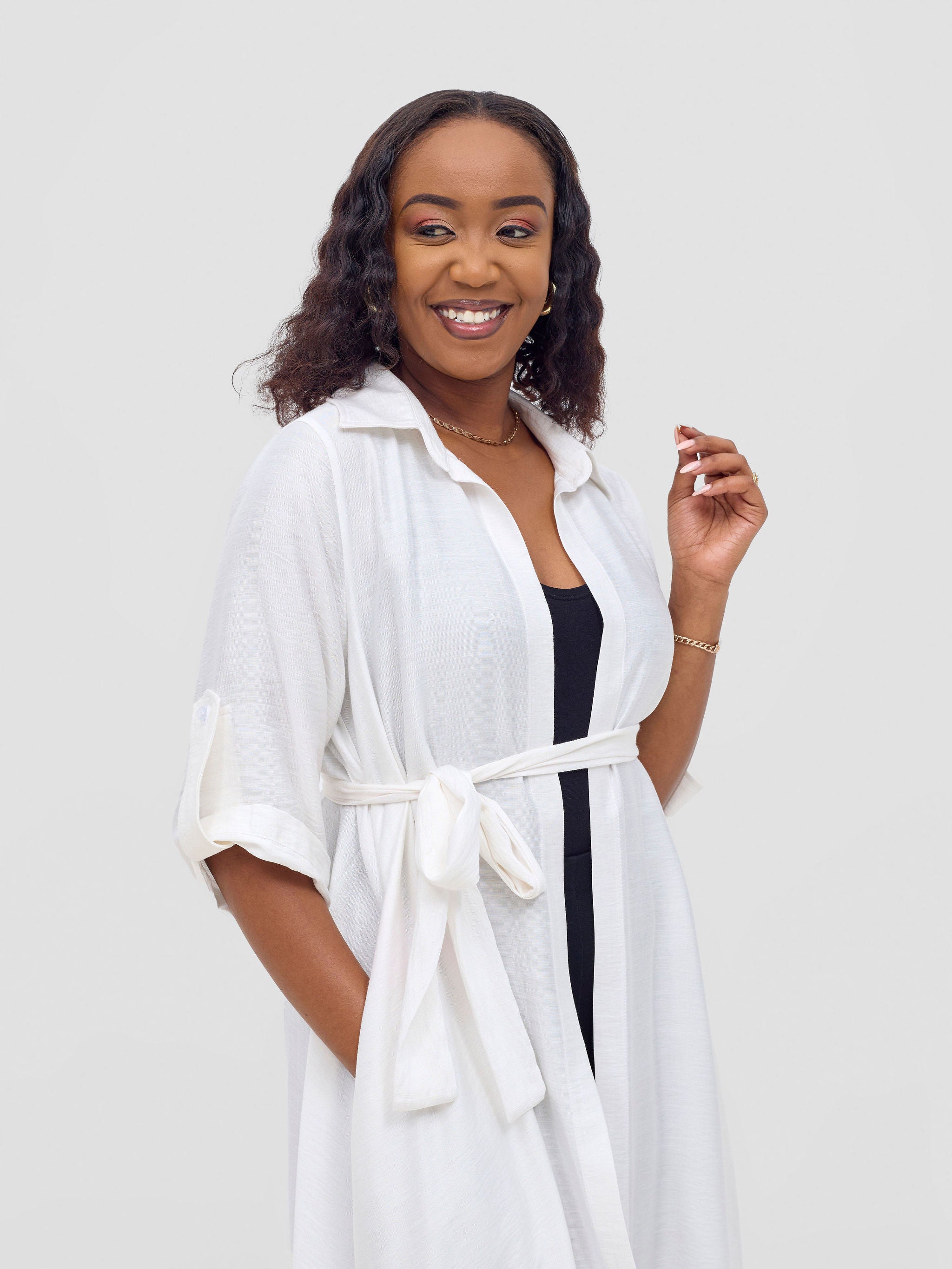 Vivo Ava 3/4 Sleeve Kimono -White