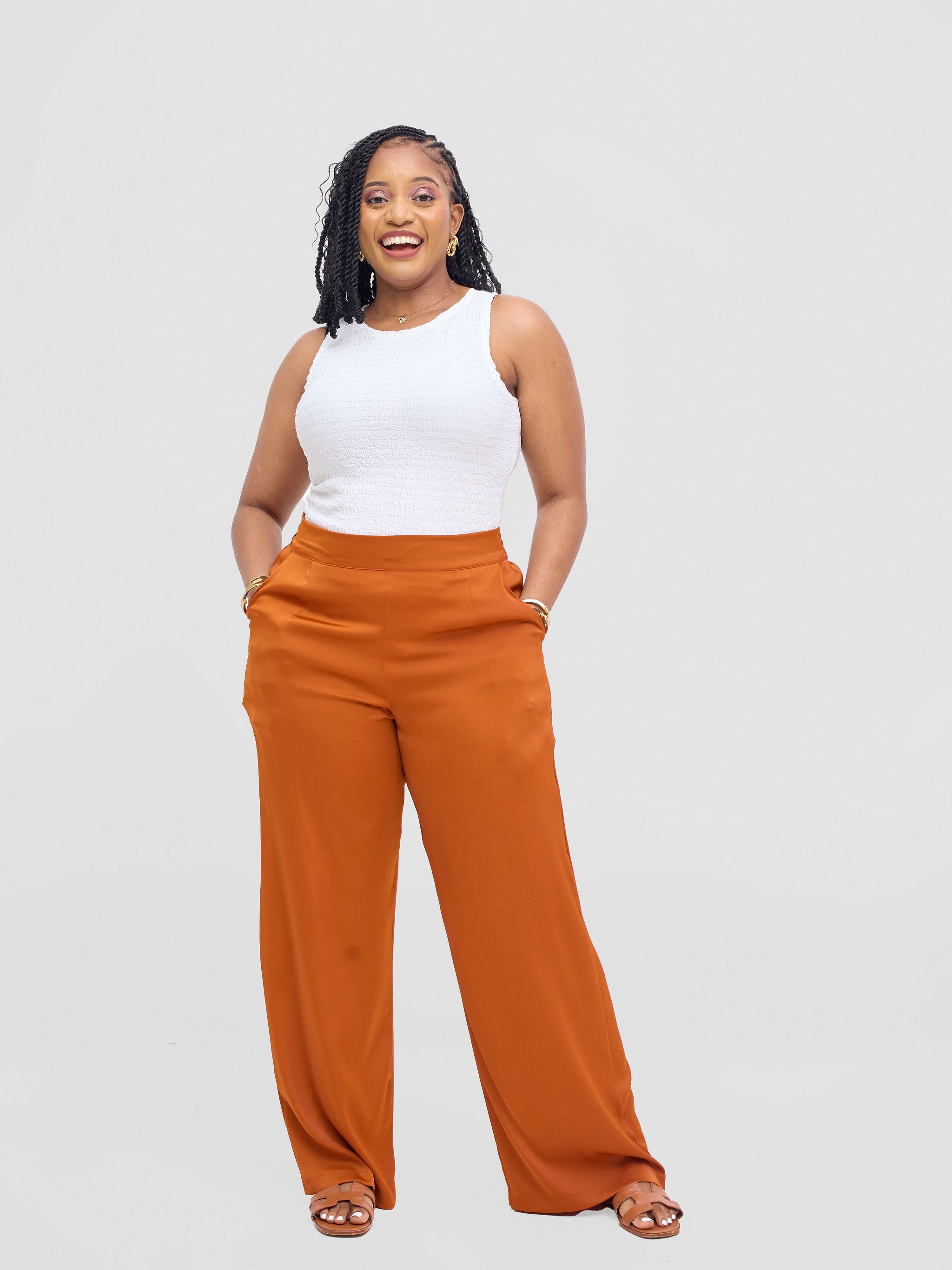 Vivo Tahisa Straight Leg Pants - Rust