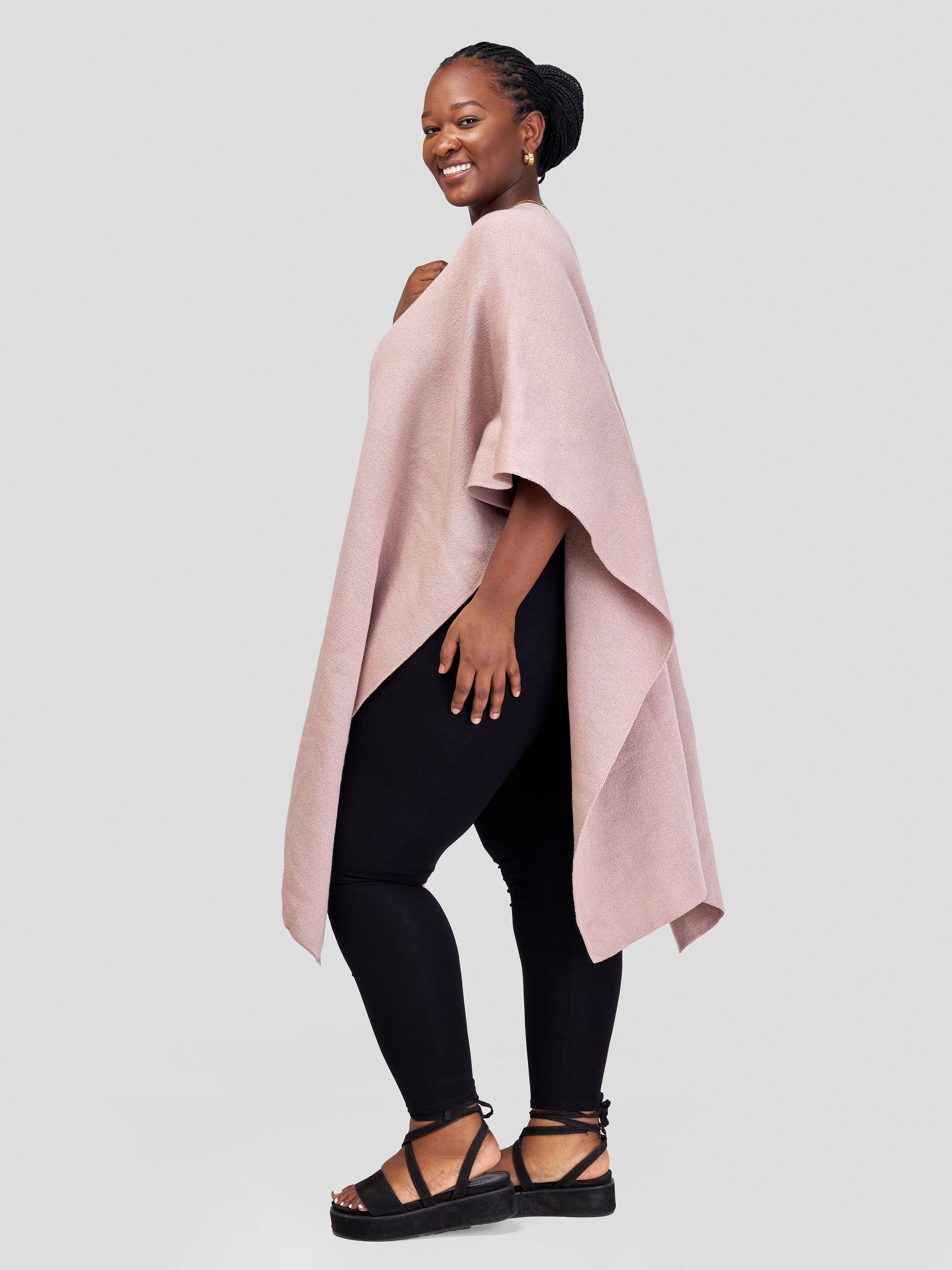 Vivo Basic Double Layered Wrap Poncho (Without Fringe) - Light Taupe