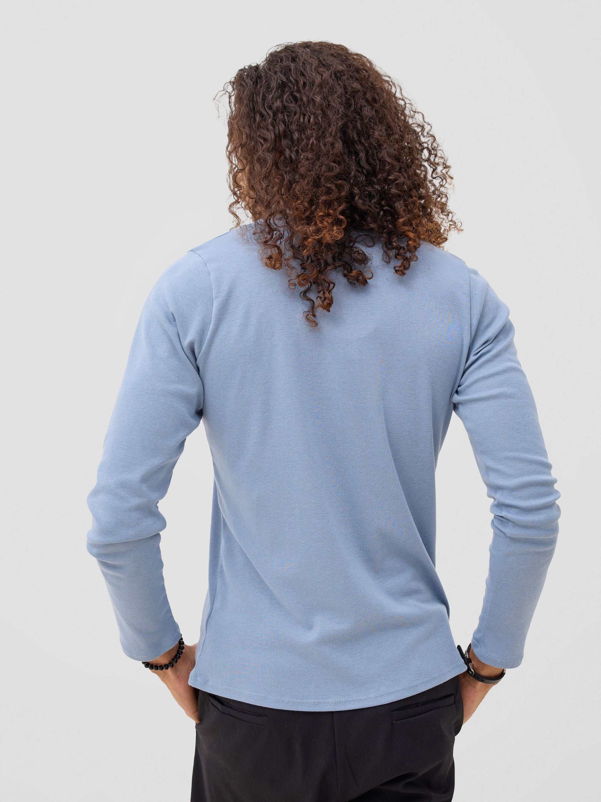 Zoya Sadira Men's Long Sleeve T Shirt - Light Blue