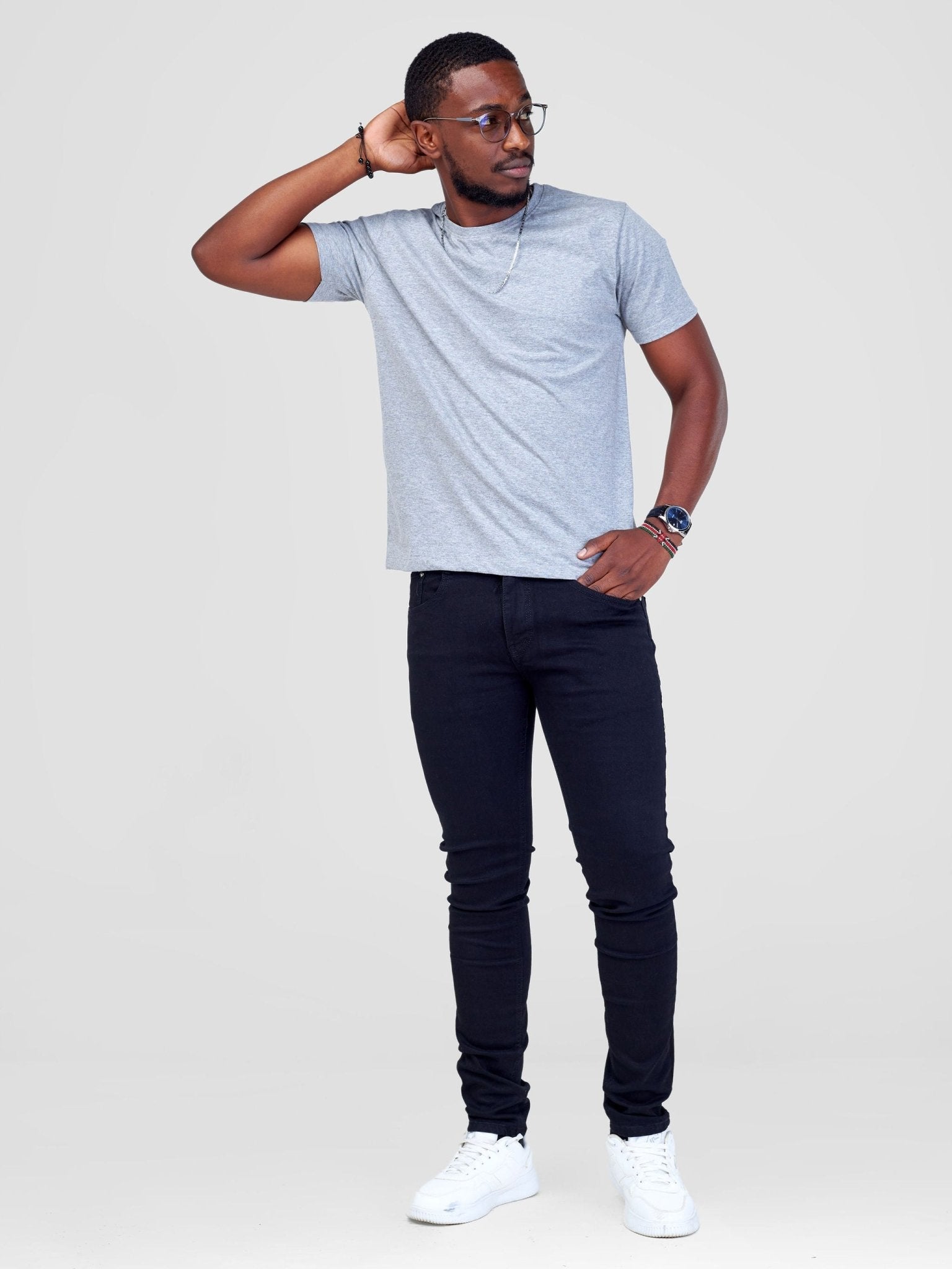King's Collection Unisex Round Neck T-shirt - Grey - Shopzetu
