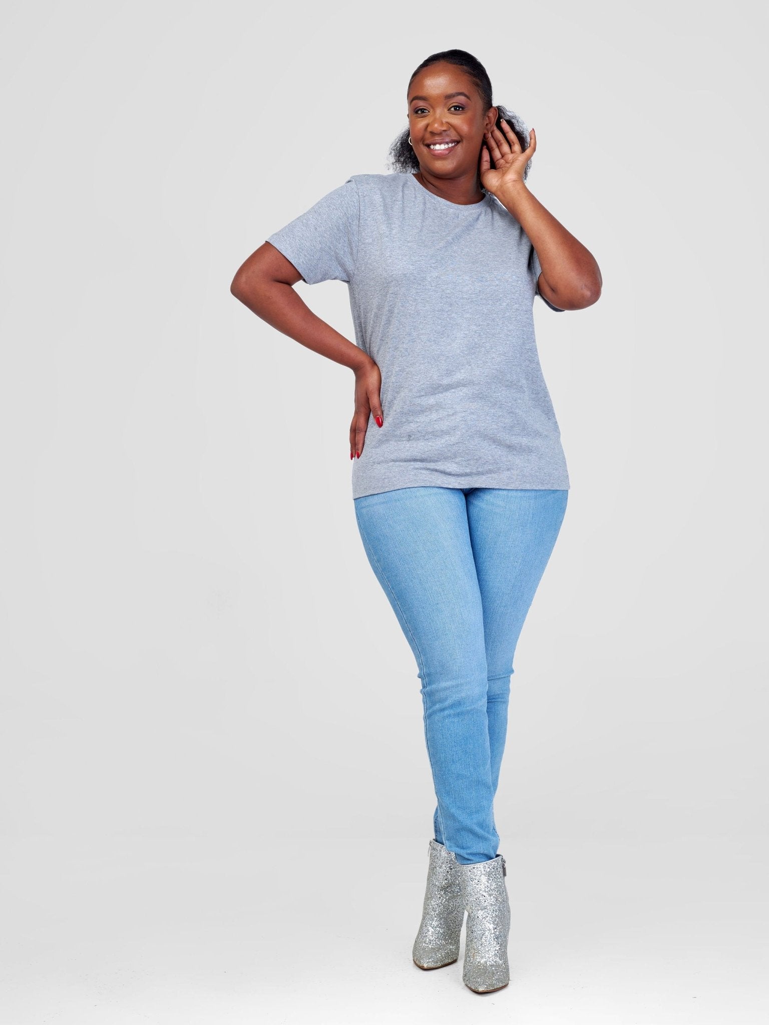 King's Collection Unisex Round Neck T-shirt - Grey - Shopzetu