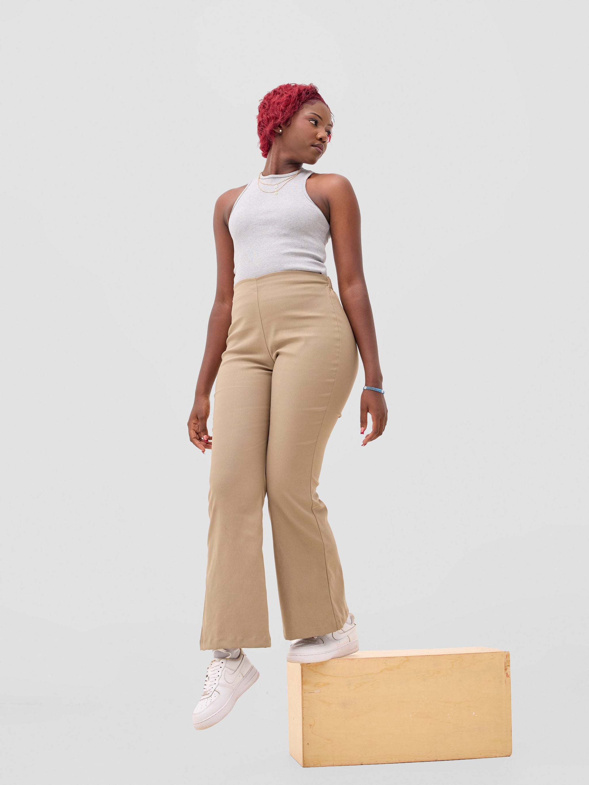Zoya Sadira Bell Bottom Pants - Taupe