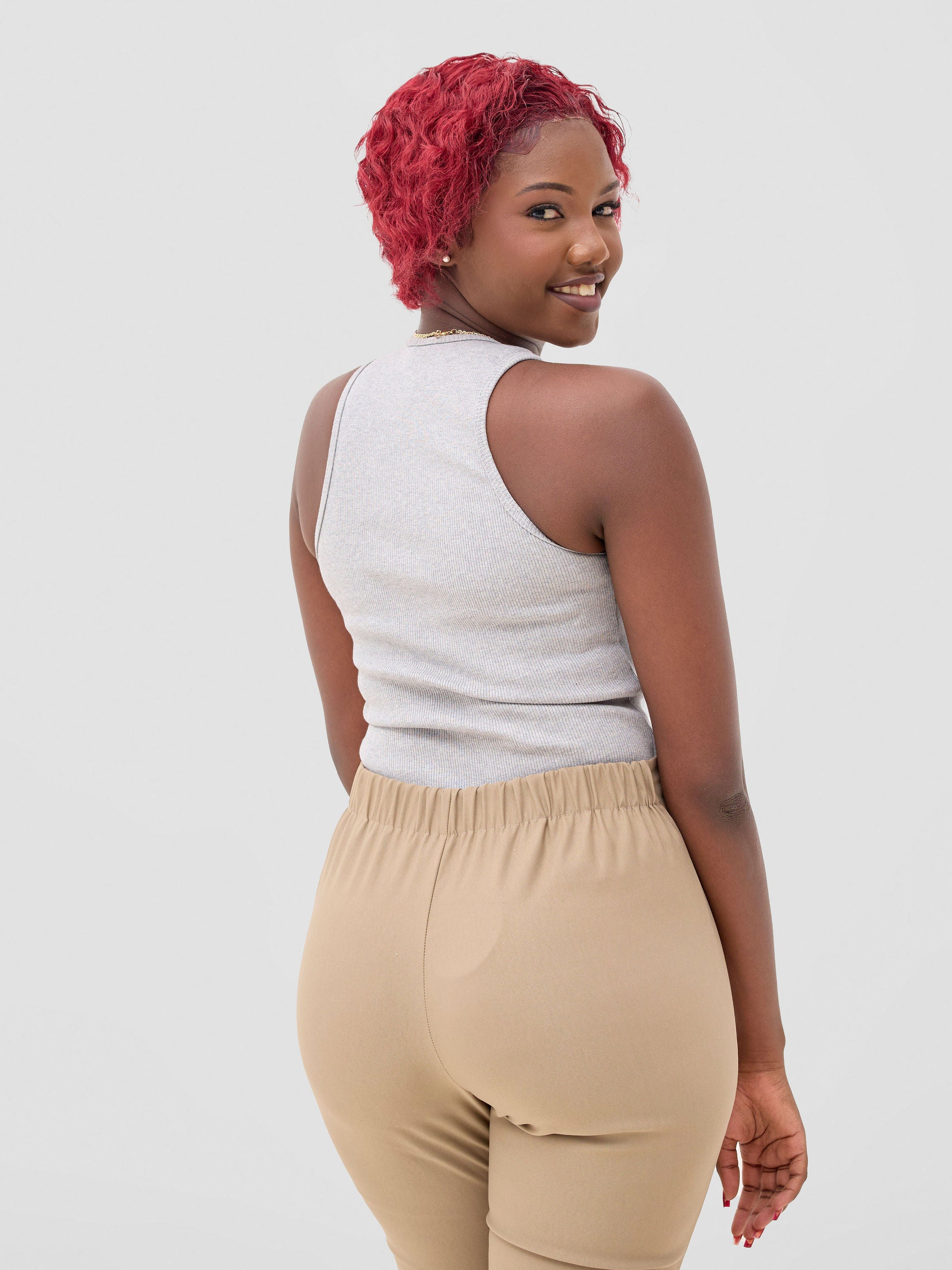 Zoya Sadira Halter Neck Vest - Light Grey