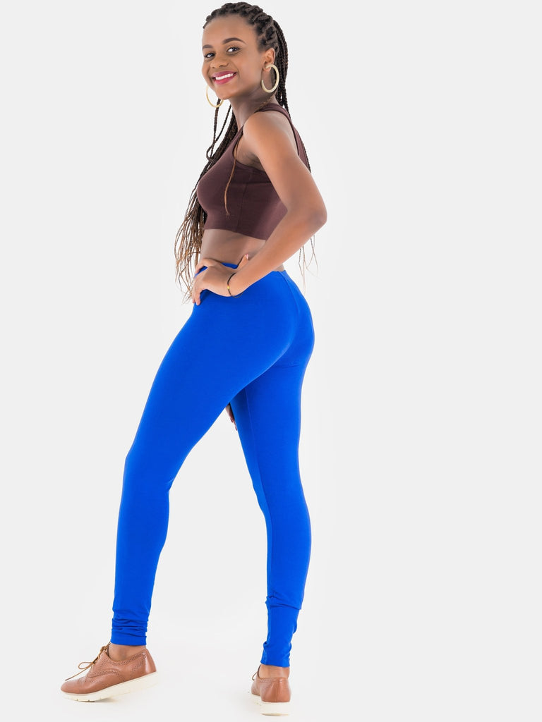Zoya Basic Full Length Leggings - Royal Blue - Shopzetu
