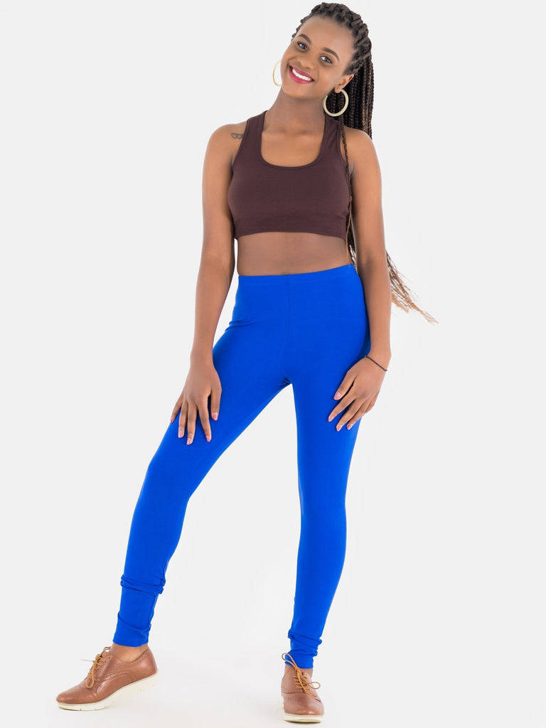Zoya Basic Full Length Leggings - Royal Blue - Shopzetu