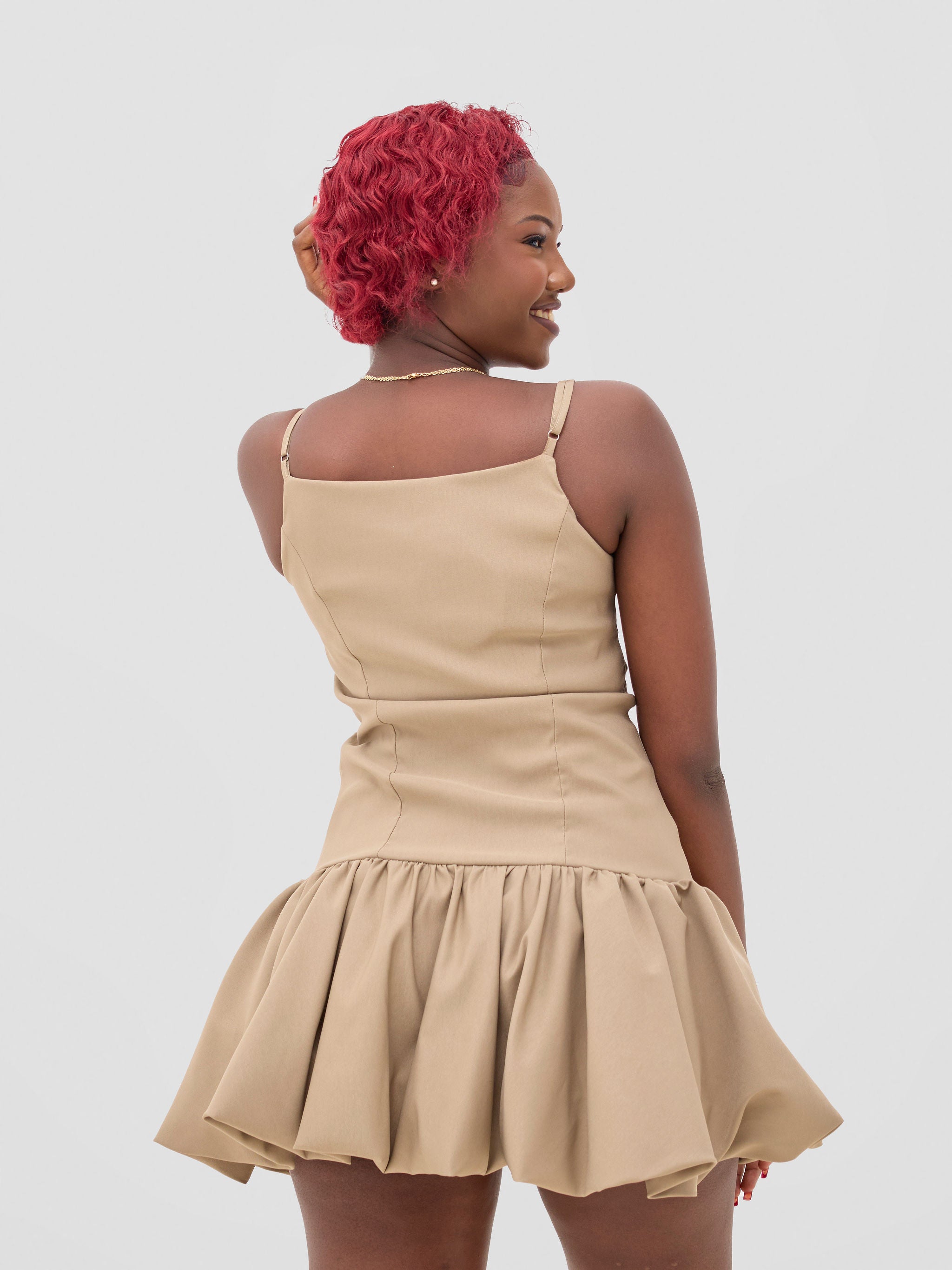 Zoya Sadira Mini Bubble Dress - Taupe