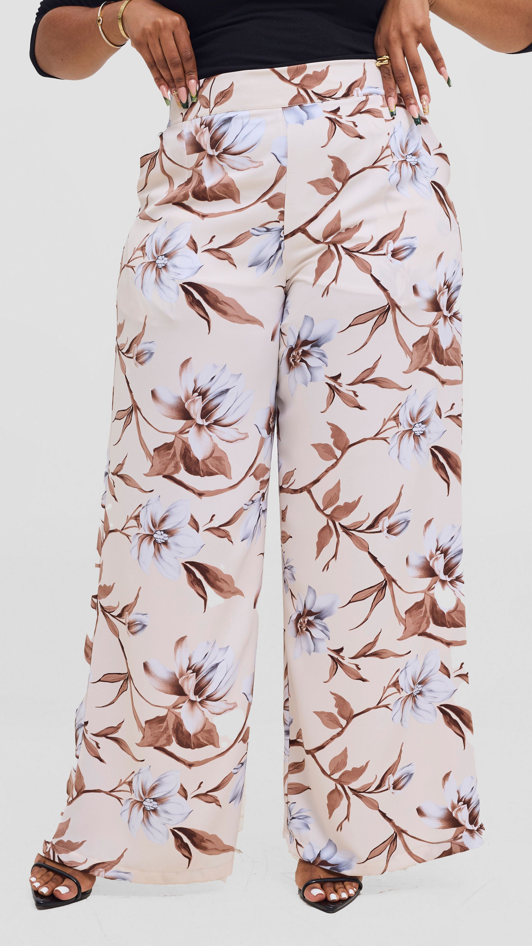 Vivo Maisha Top & Pant Set - Cream / Brown Print