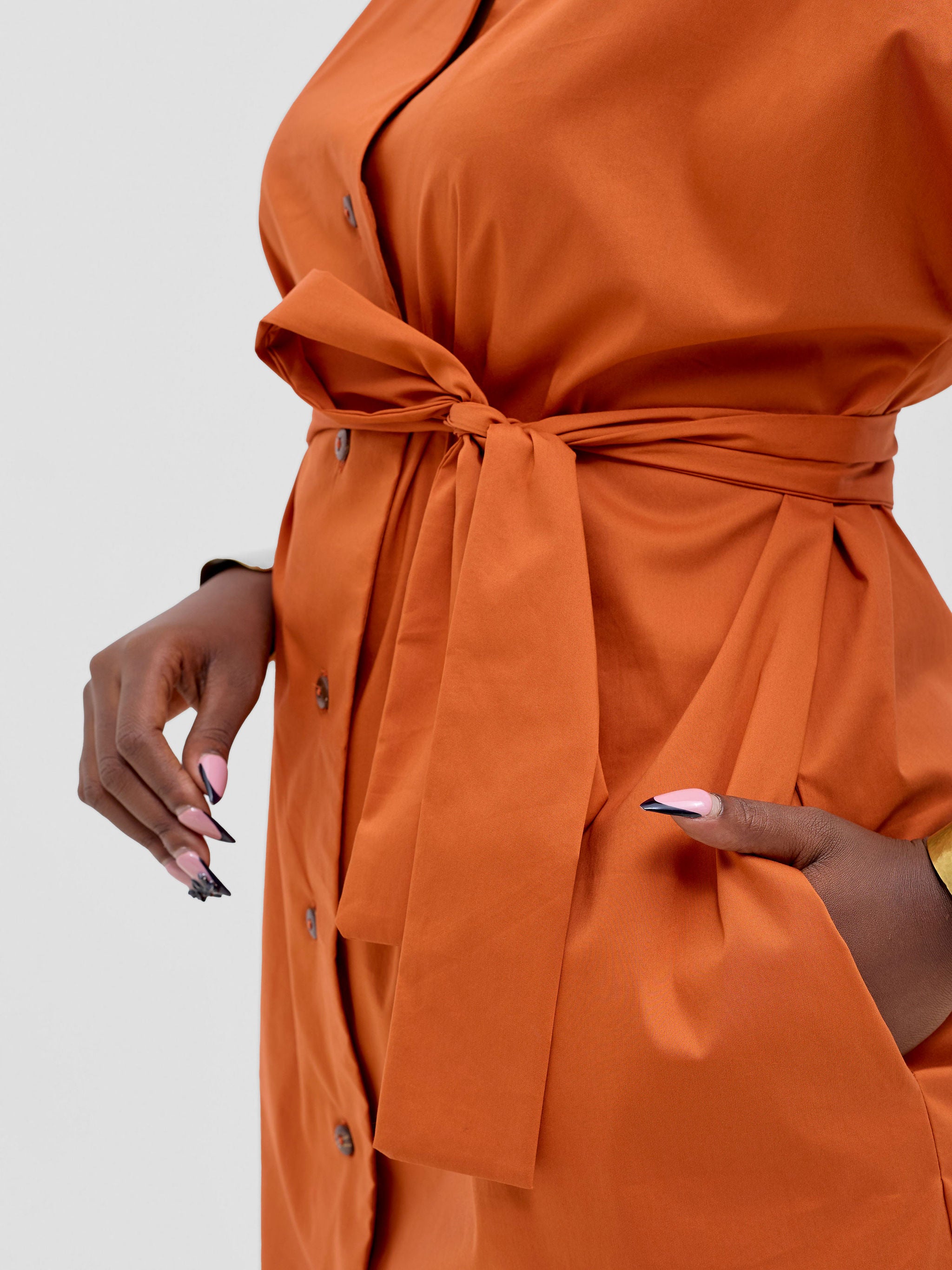 Safari Zene Drop Shoulder Above Knee Dress - Rust
