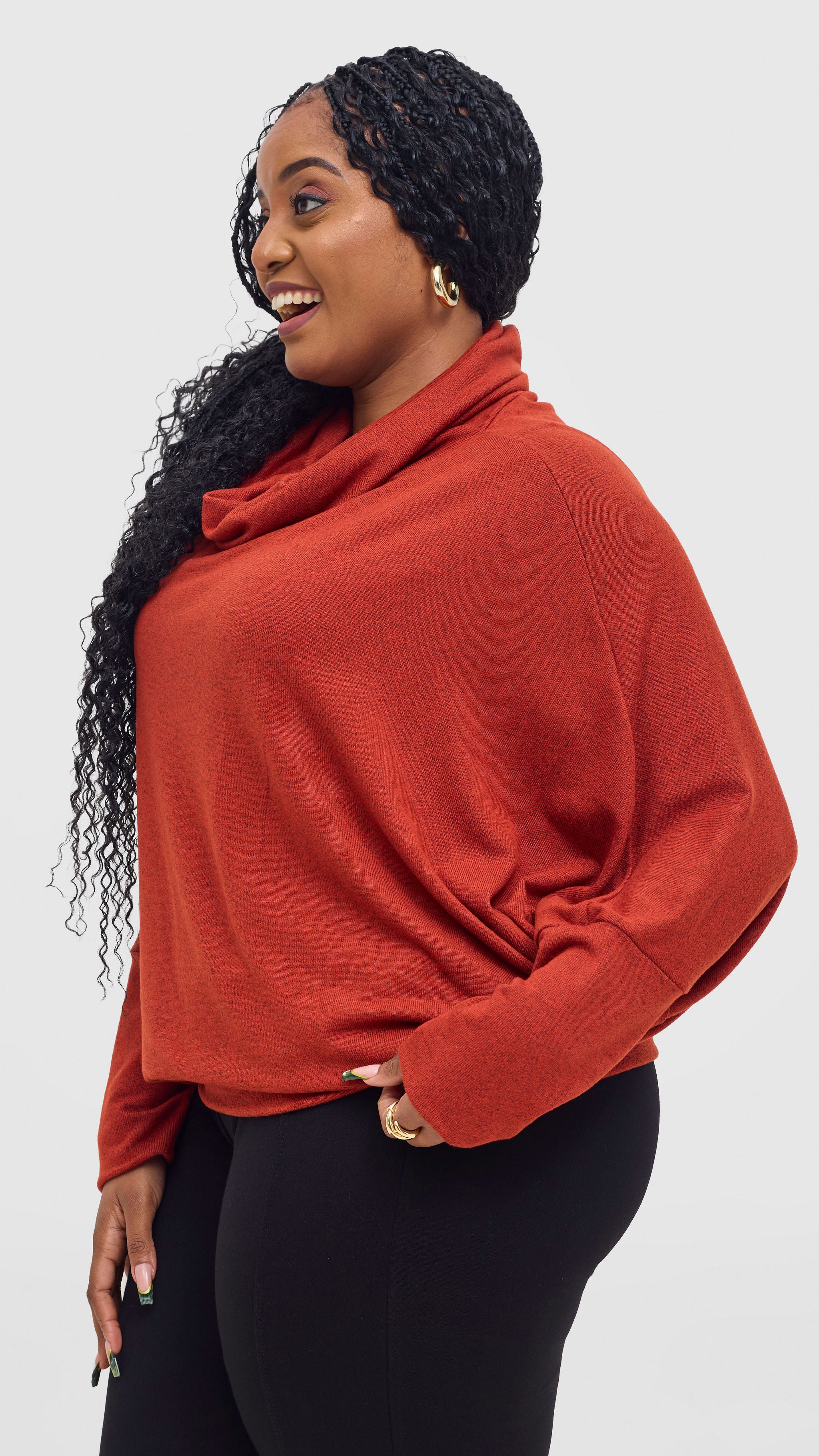 Vivo Basic Dolman Sweater - Rust