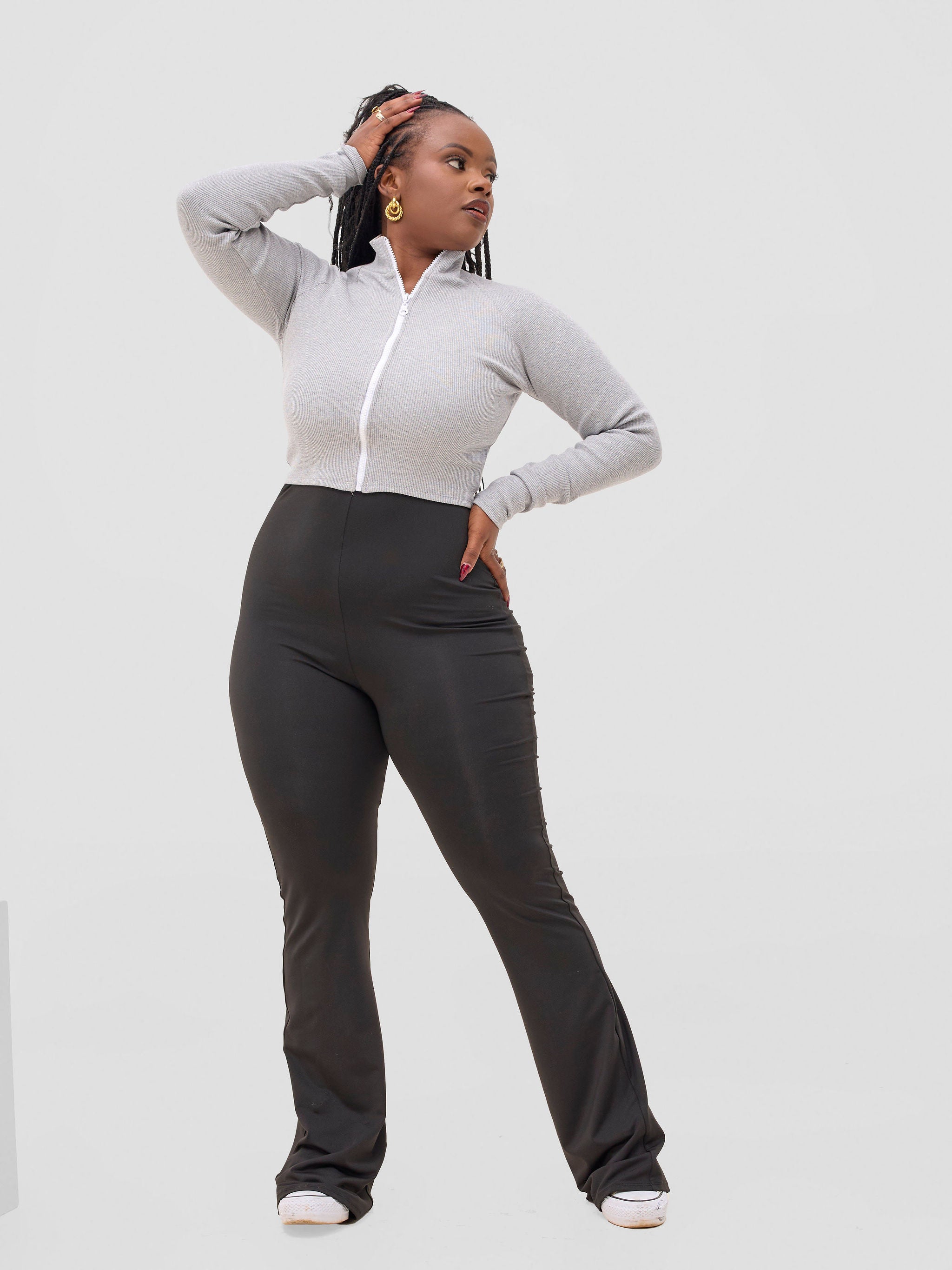 Zoya Sadira Ribbed Top - Light Grey