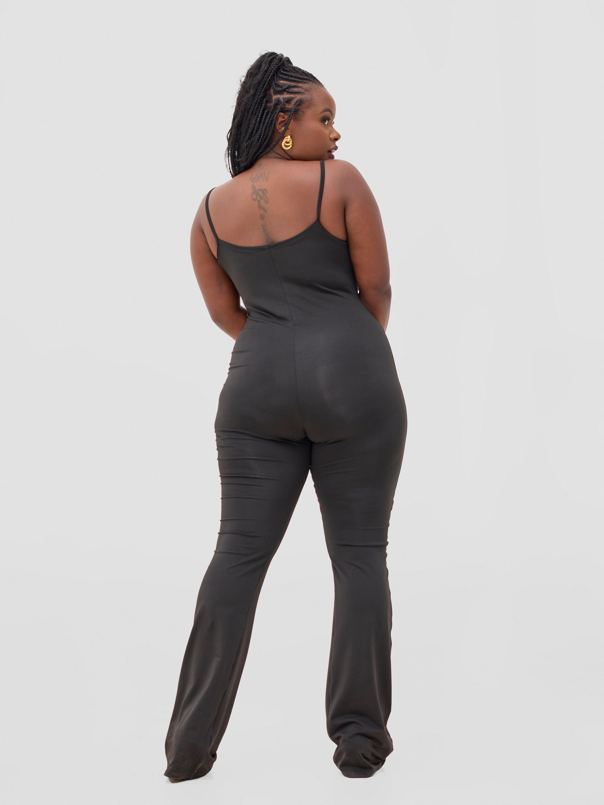Zoya Sadira Bell Bottom Unitard - Black