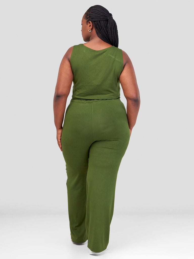Vivo Jira Scoop Neck Jumpsuit - Hunters Green - Shopzetu