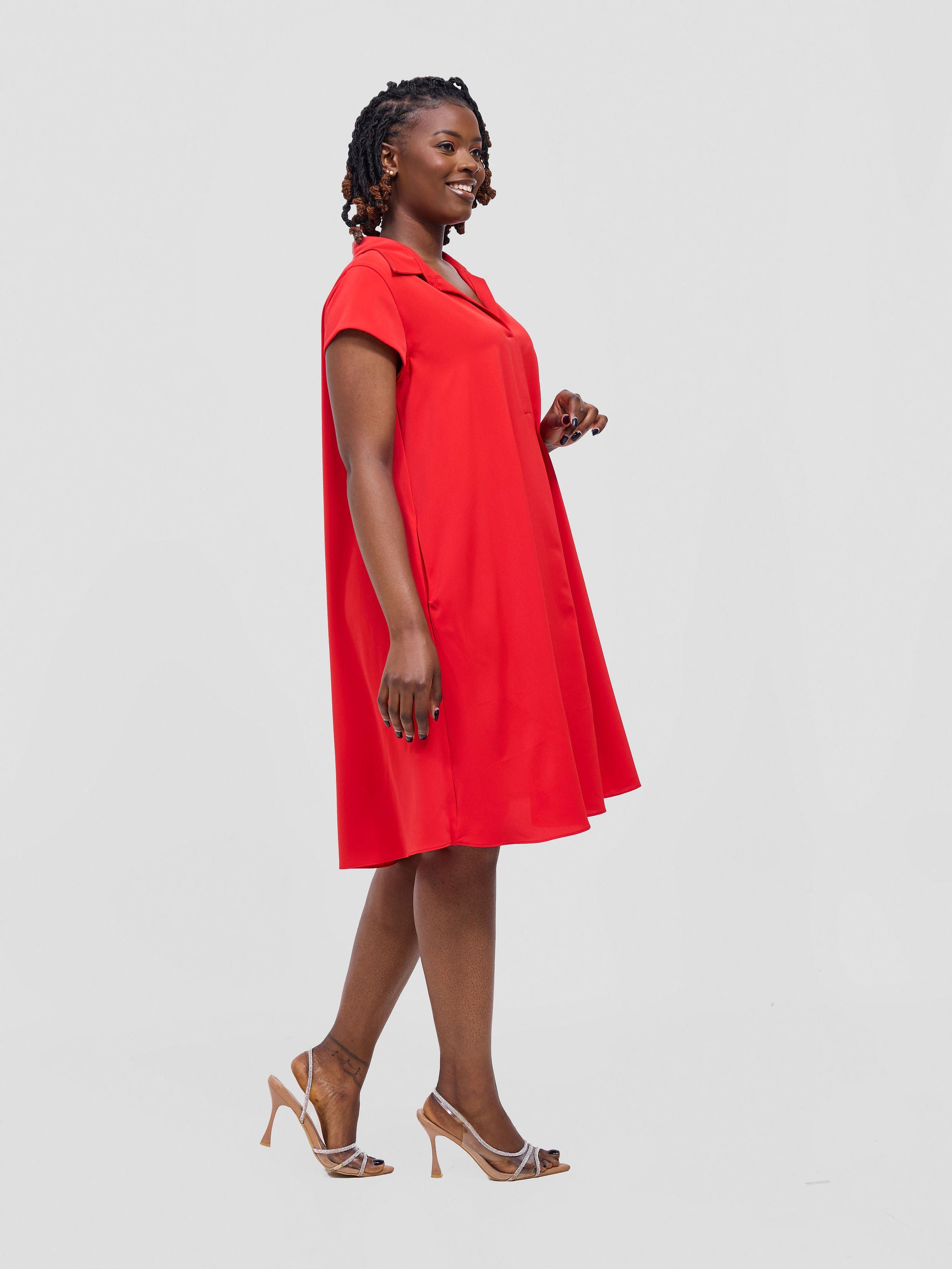 Vivo Yumi Cap Sleeve Dress - Red