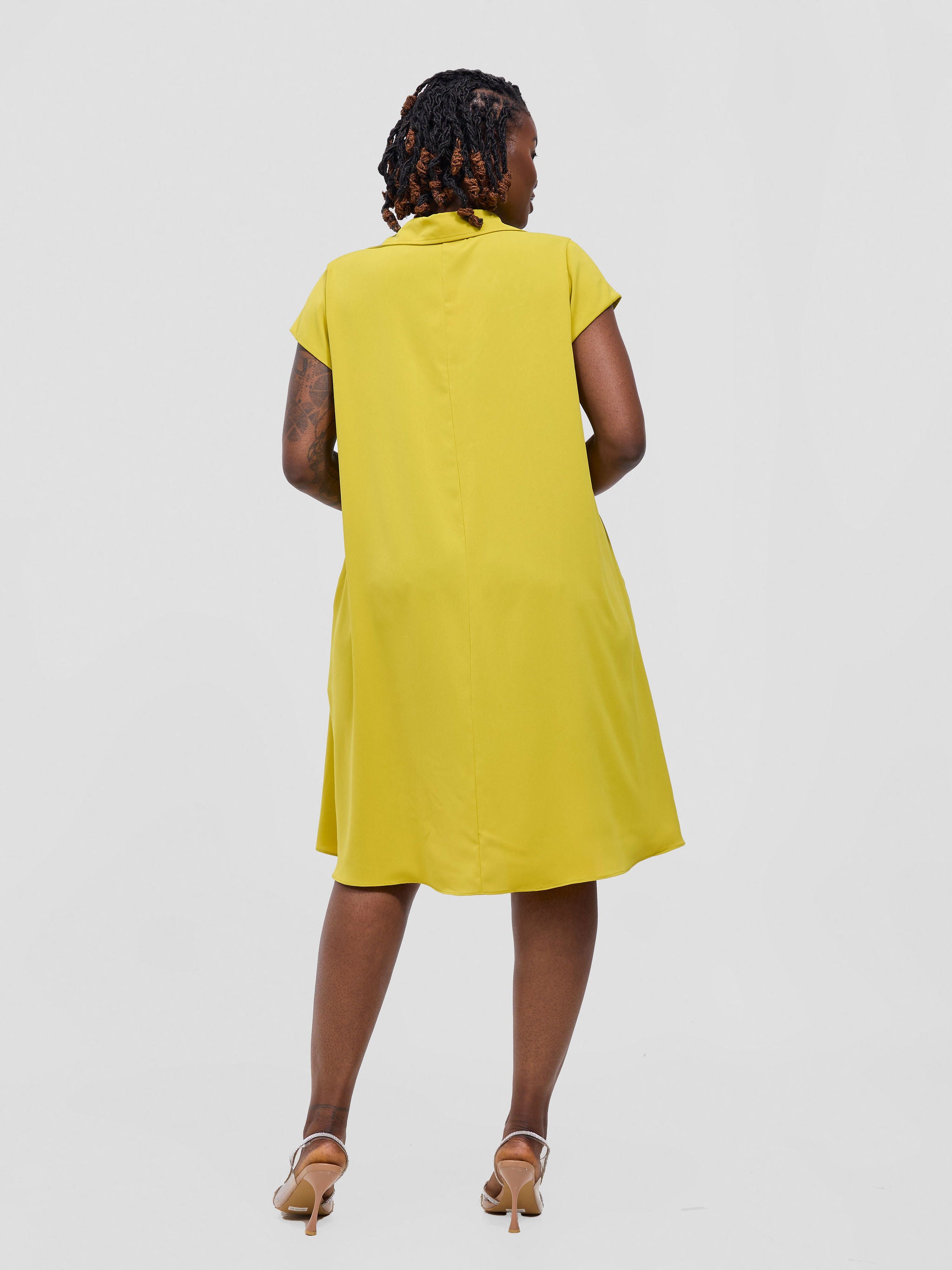 Vivo Yumi Cap Sleeve Dress - Mustard Yellow
