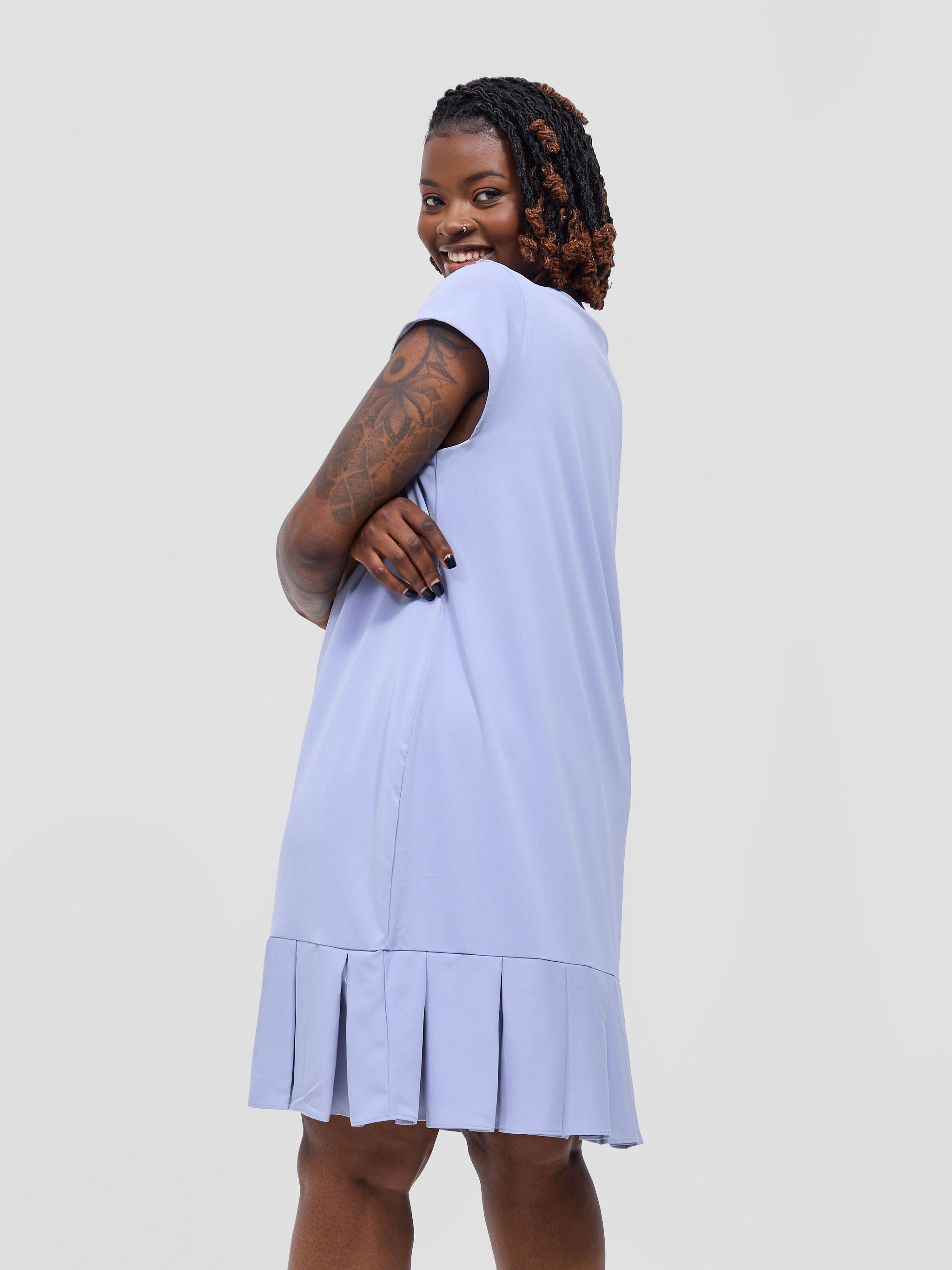 Vivo Zawadi Inverted Pleat Dress - Lilac