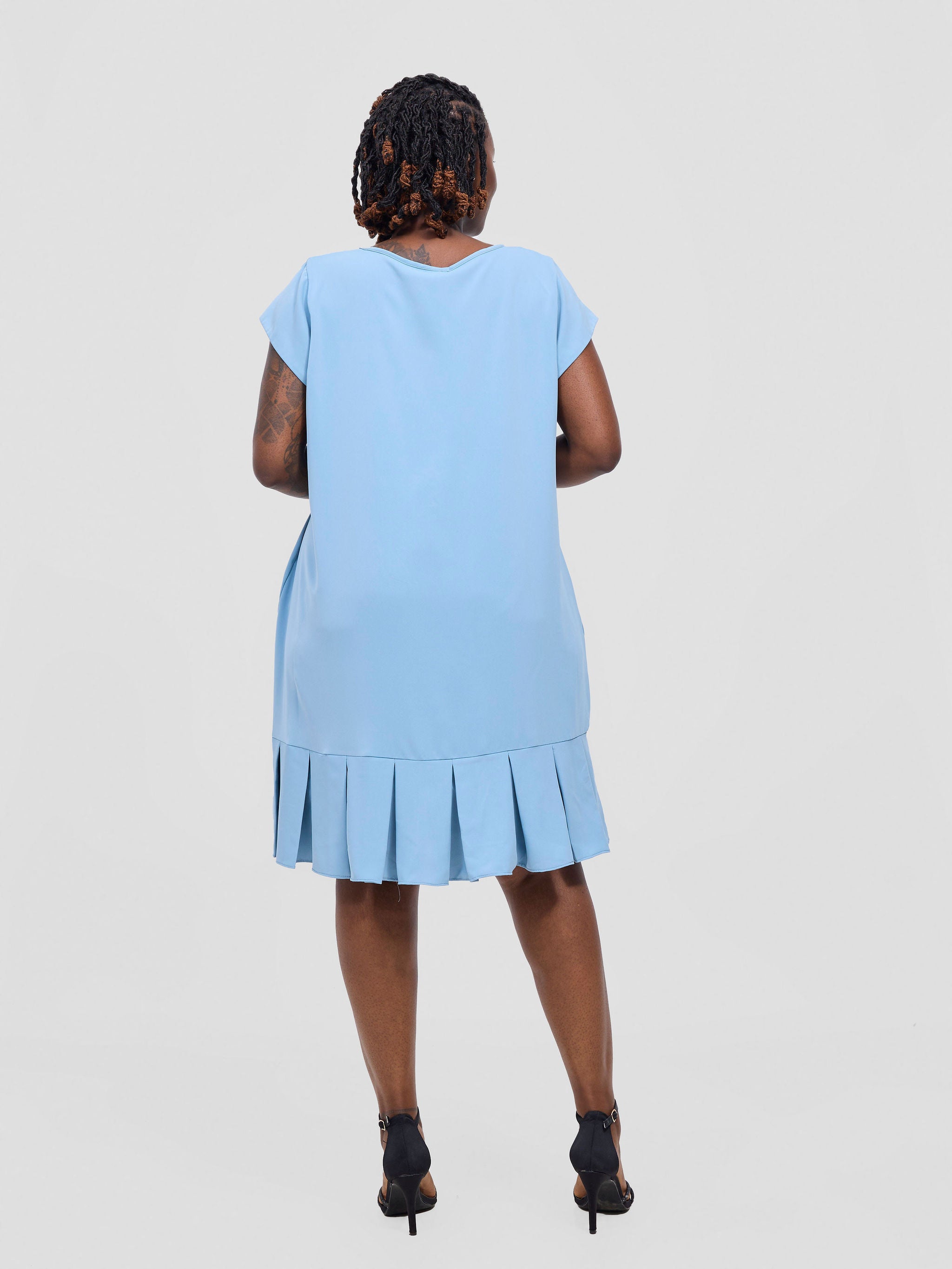 Vivo Zawadi Inverted Pleat Dress - Blue