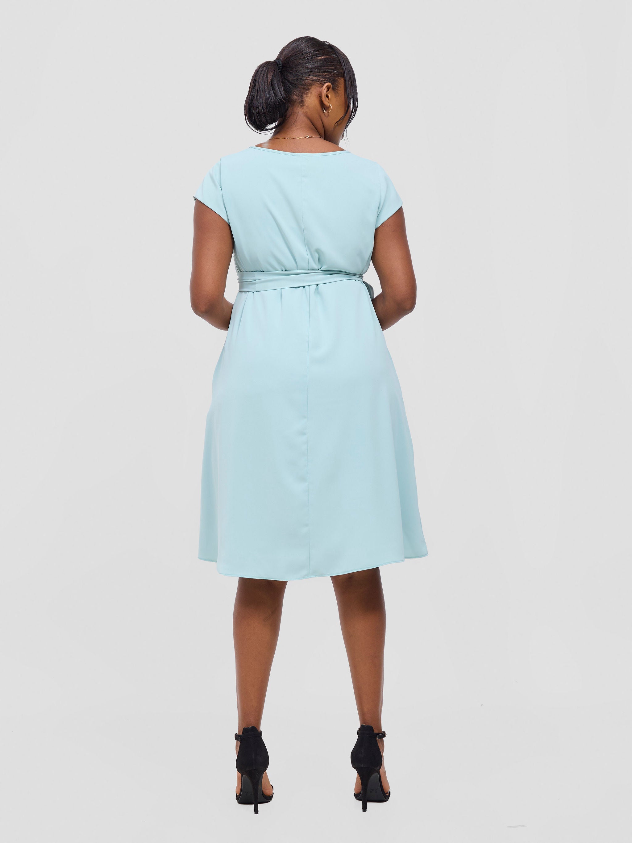 Vivo Basic Cap Sleeve Tent Knee Length Dress - Sea Green