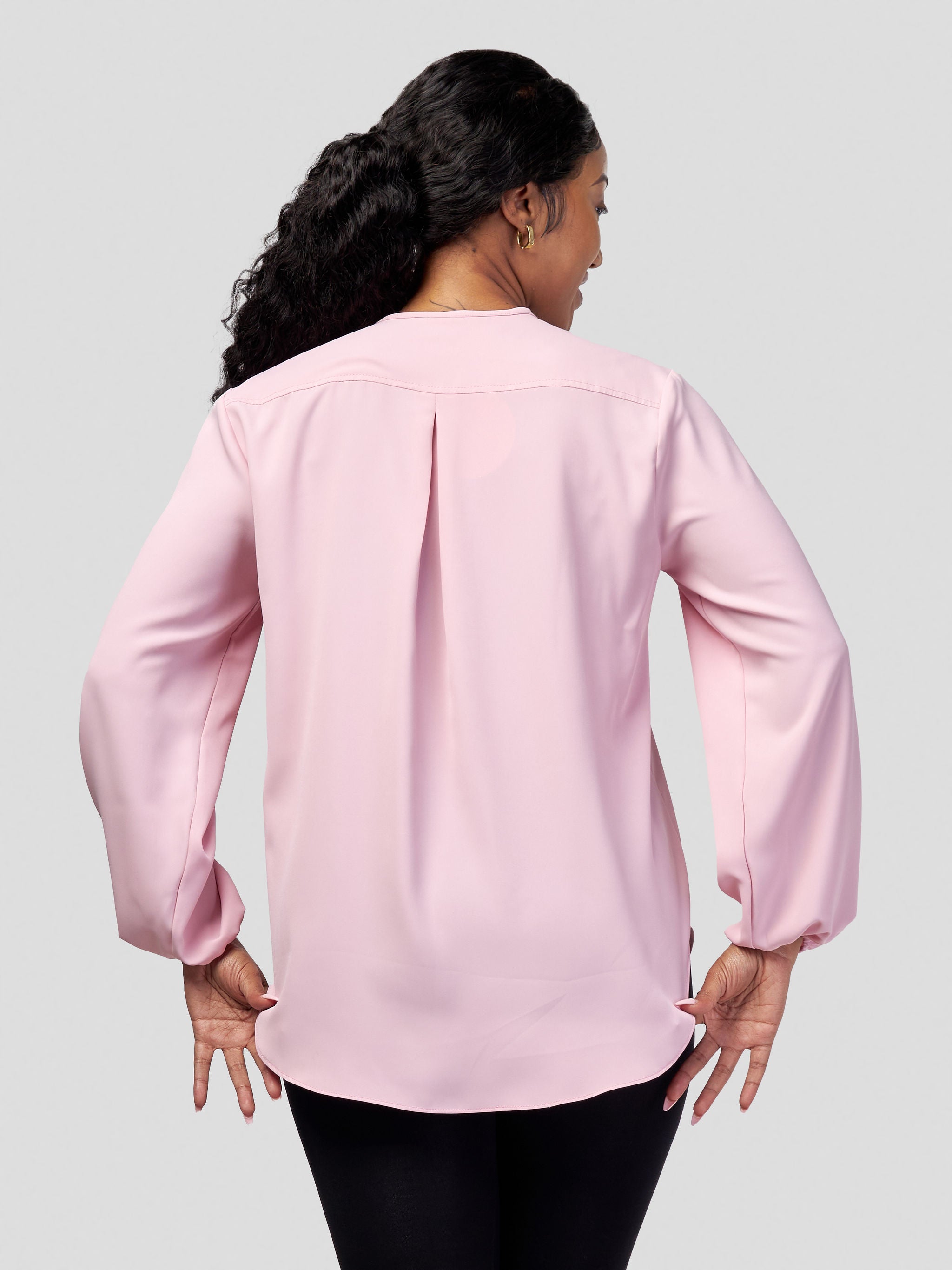 Vivo Dua Long Bishop Sleeve Top - Light Pink