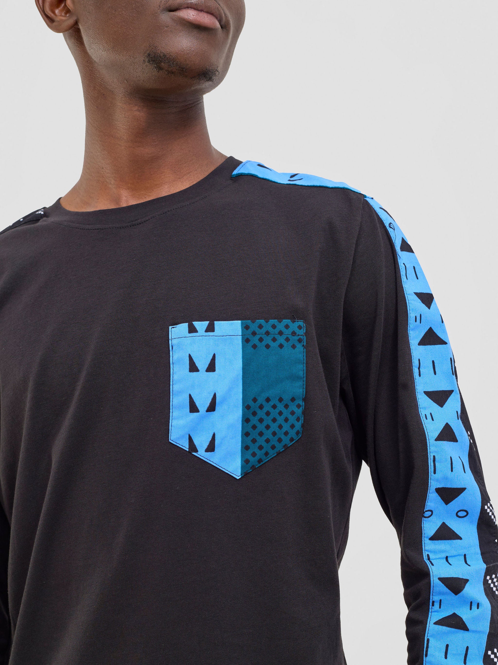 Safari Men's Long Sleeve T-shirt - Black / Elmi Print