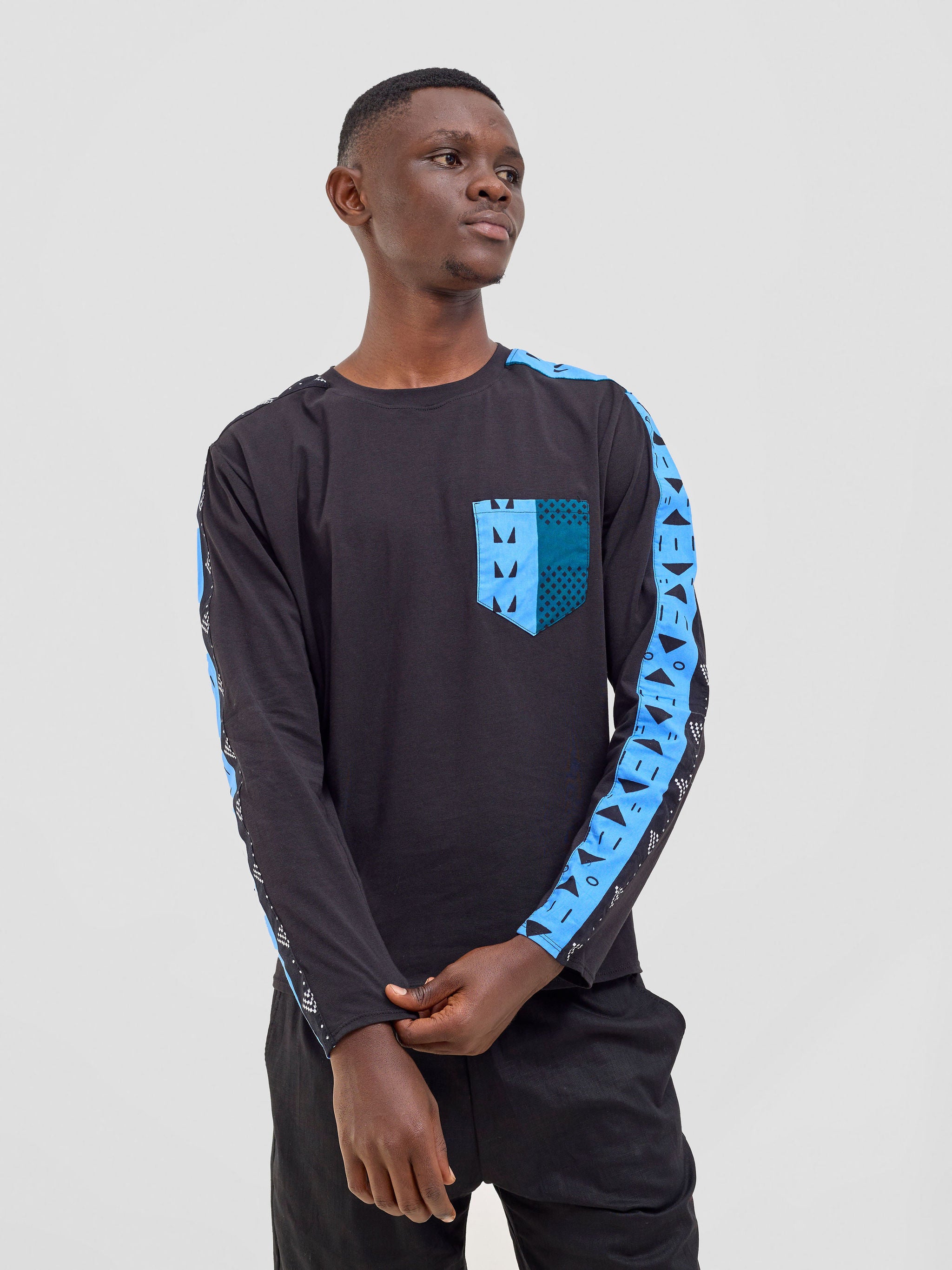 Safari Men's Long Sleeve T-shirt - Black / Elmi Print