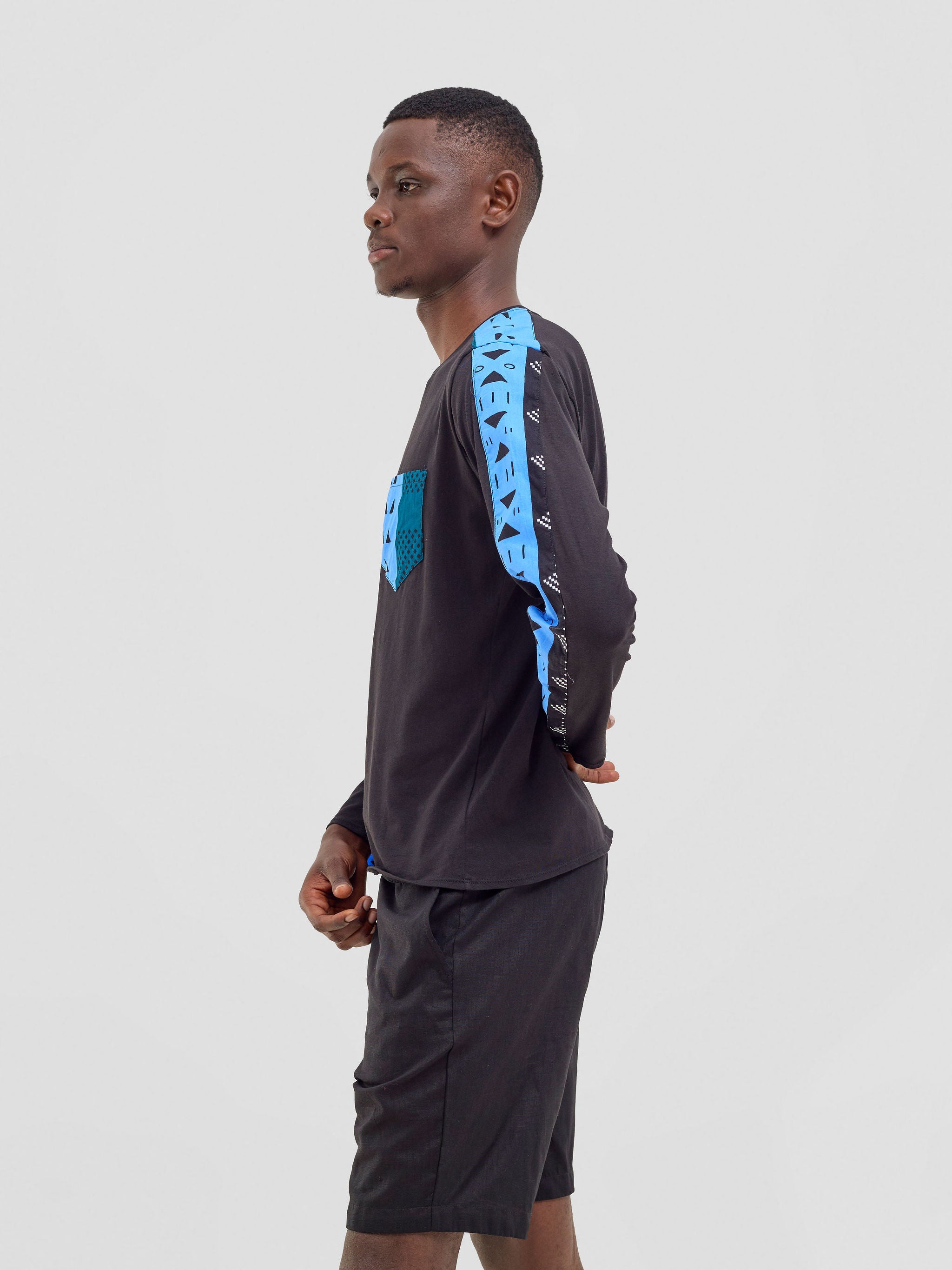 Safari Men's Long Sleeve T-shirt - Black / Elmi Print