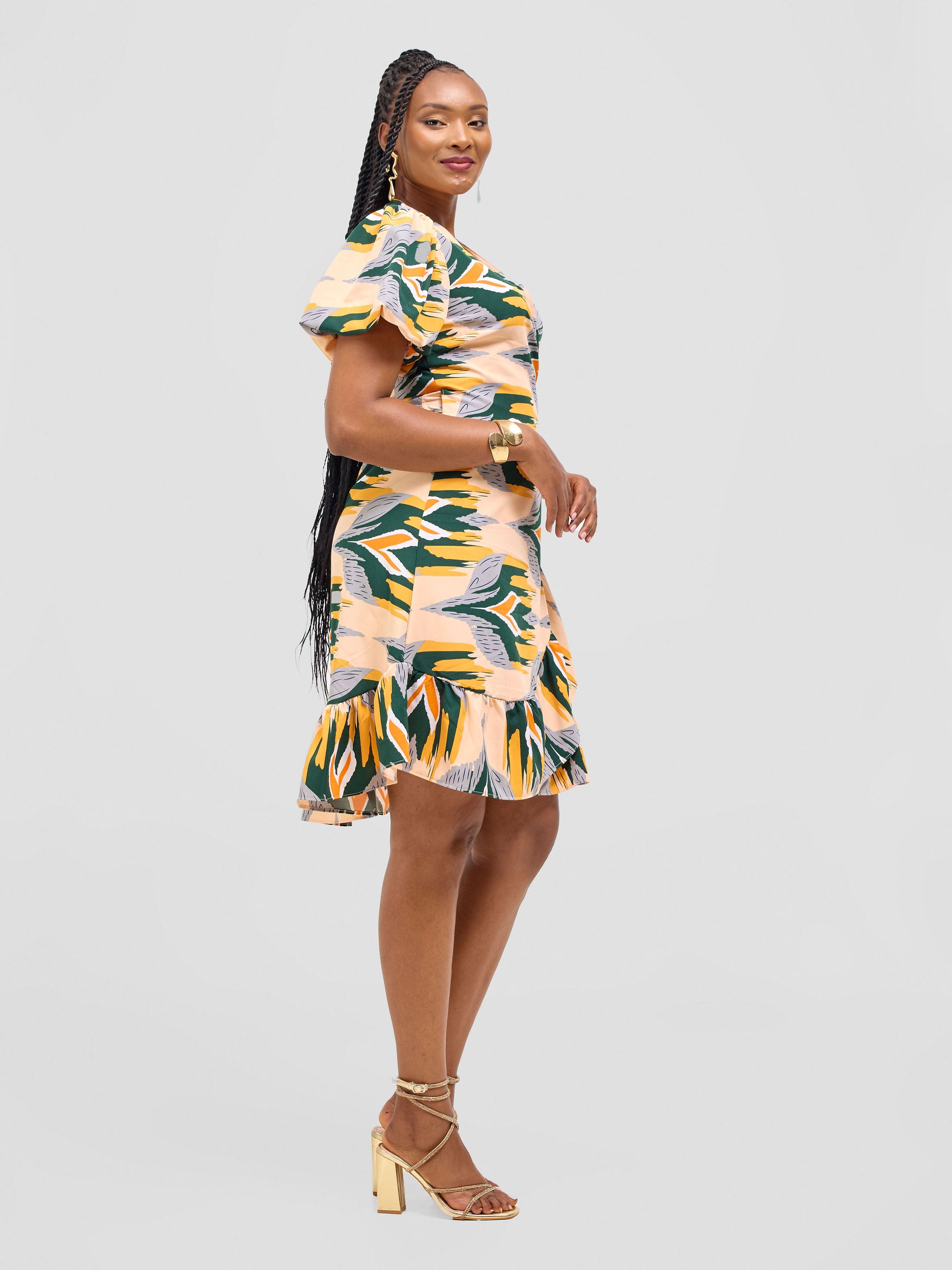 Vivo Hadiya Wrap Dress - Hunters / White Print