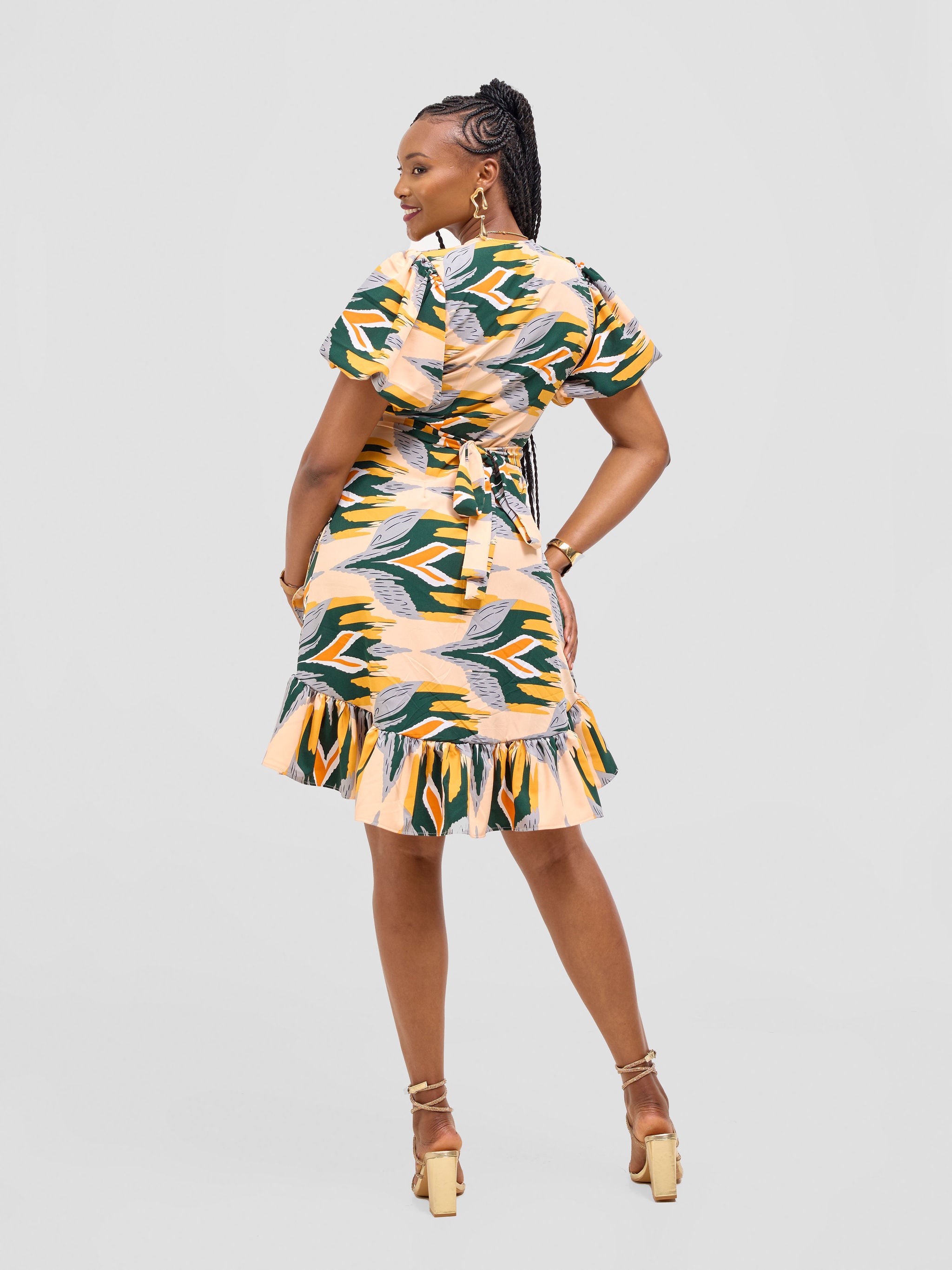 Vivo Hadiya Wrap Dress - Hunters / White Print
