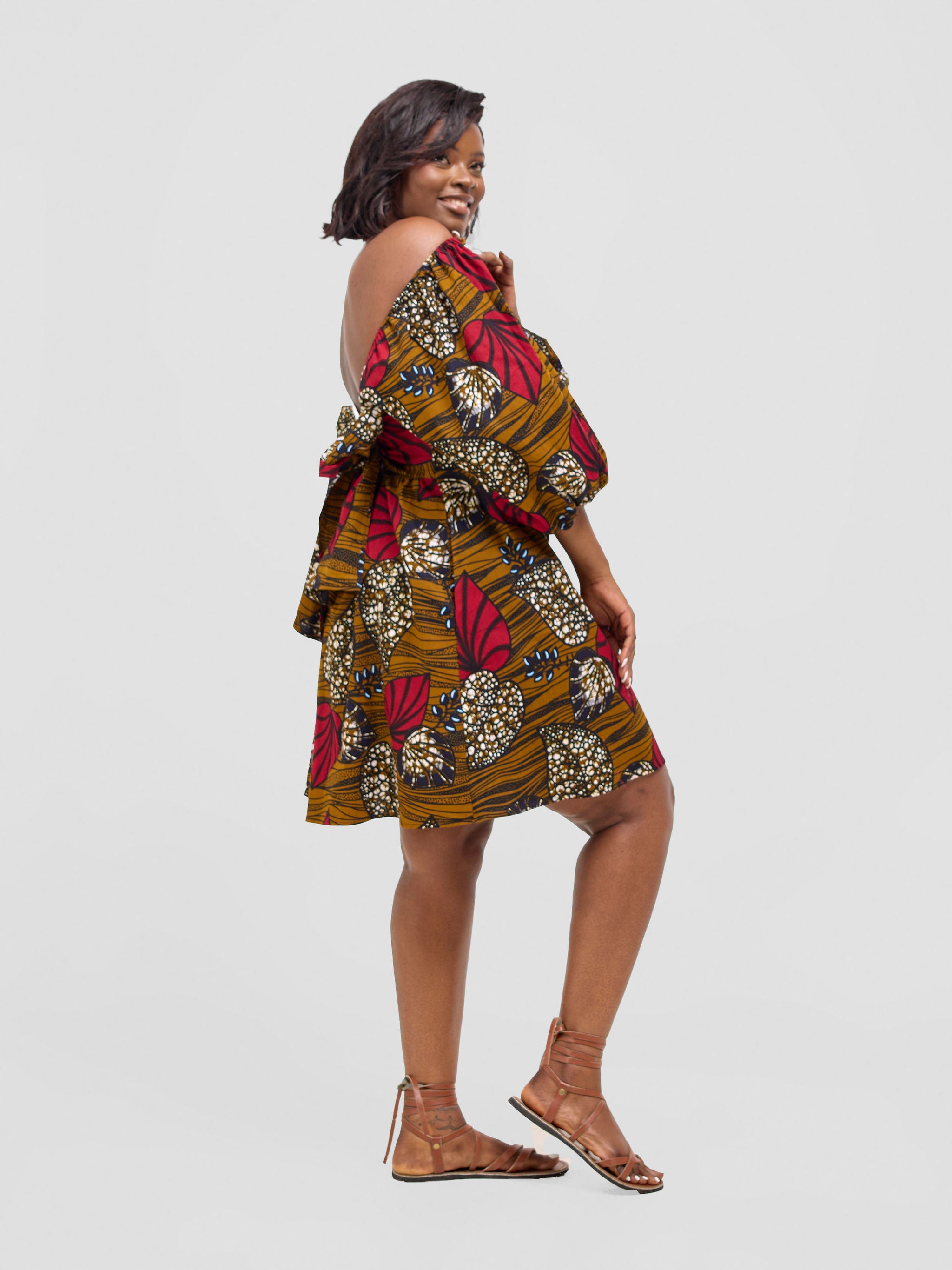 Safari Njano Front Tie Dress - Sipo