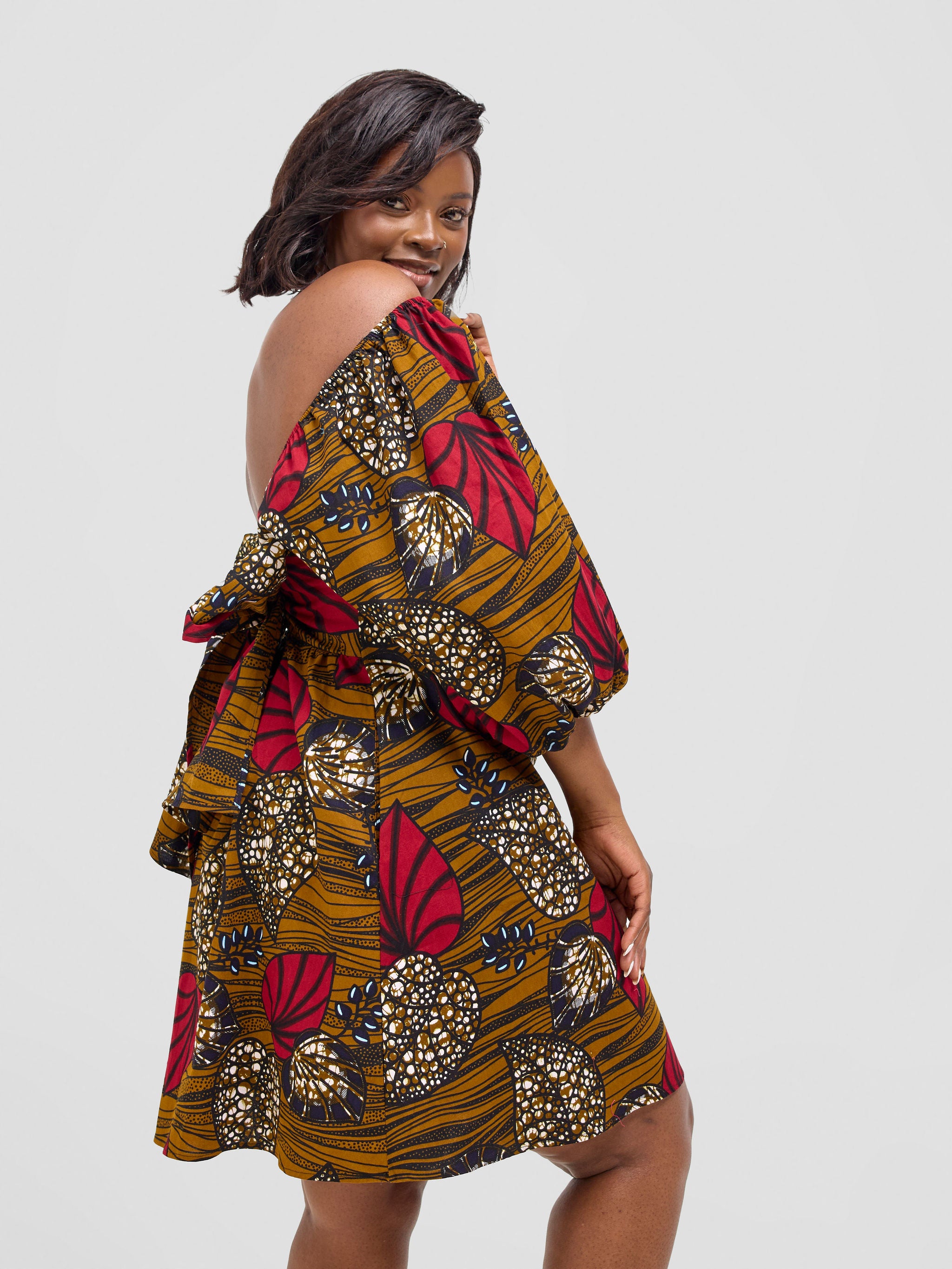 Safari Njano Front Tie Dress - Sipo