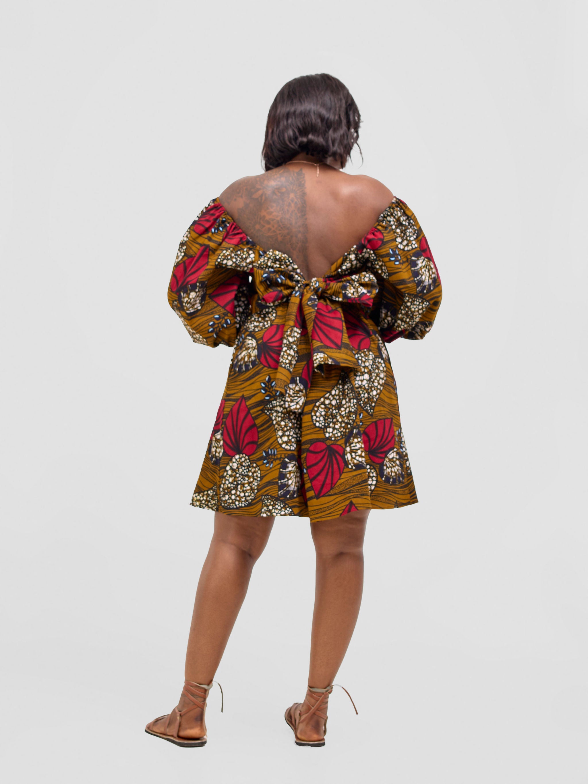 Safari Njano Front Tie Dress - Sipo