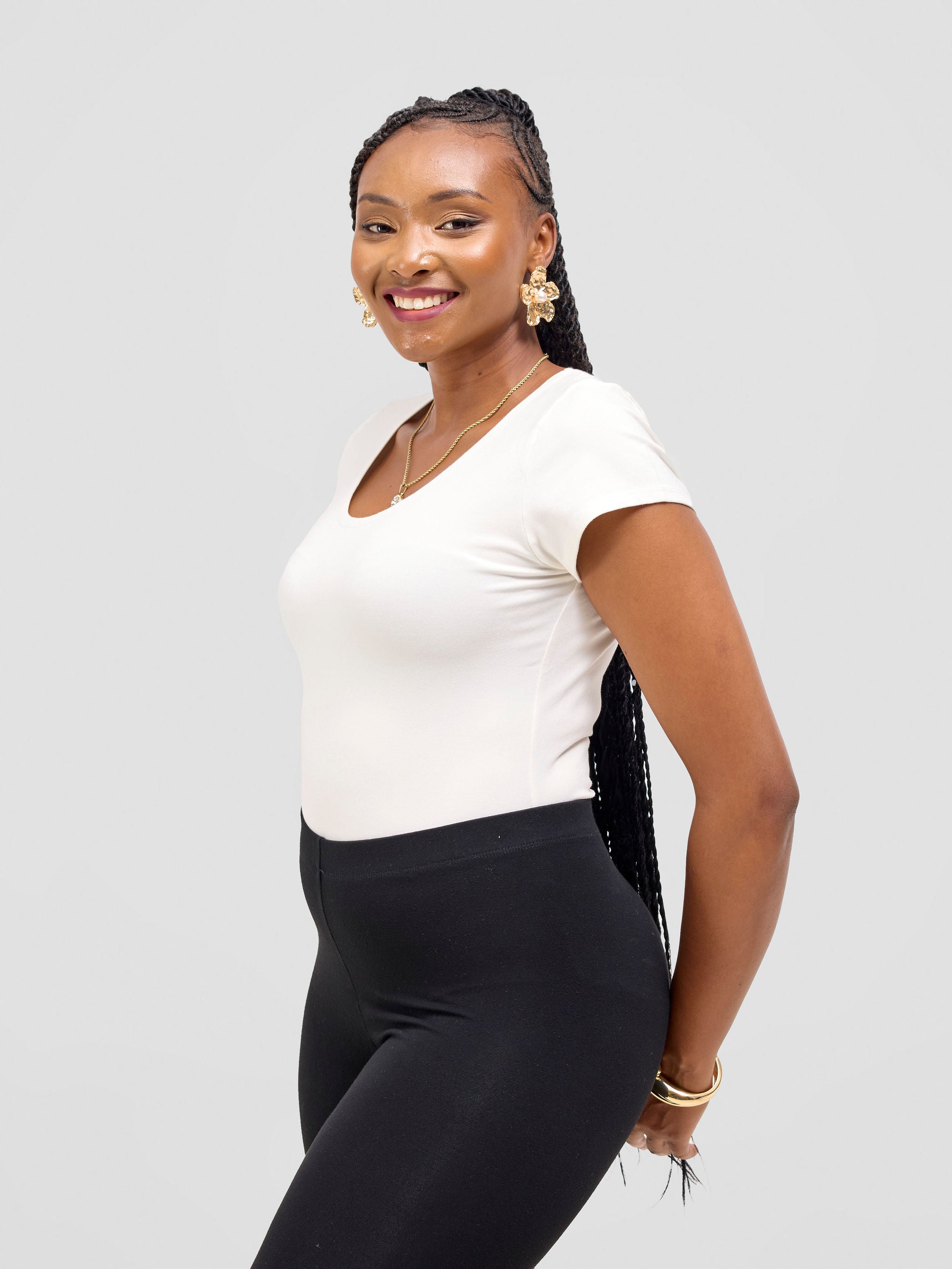 Vivo Basic Cap Sleeved Bodysuit - Off White