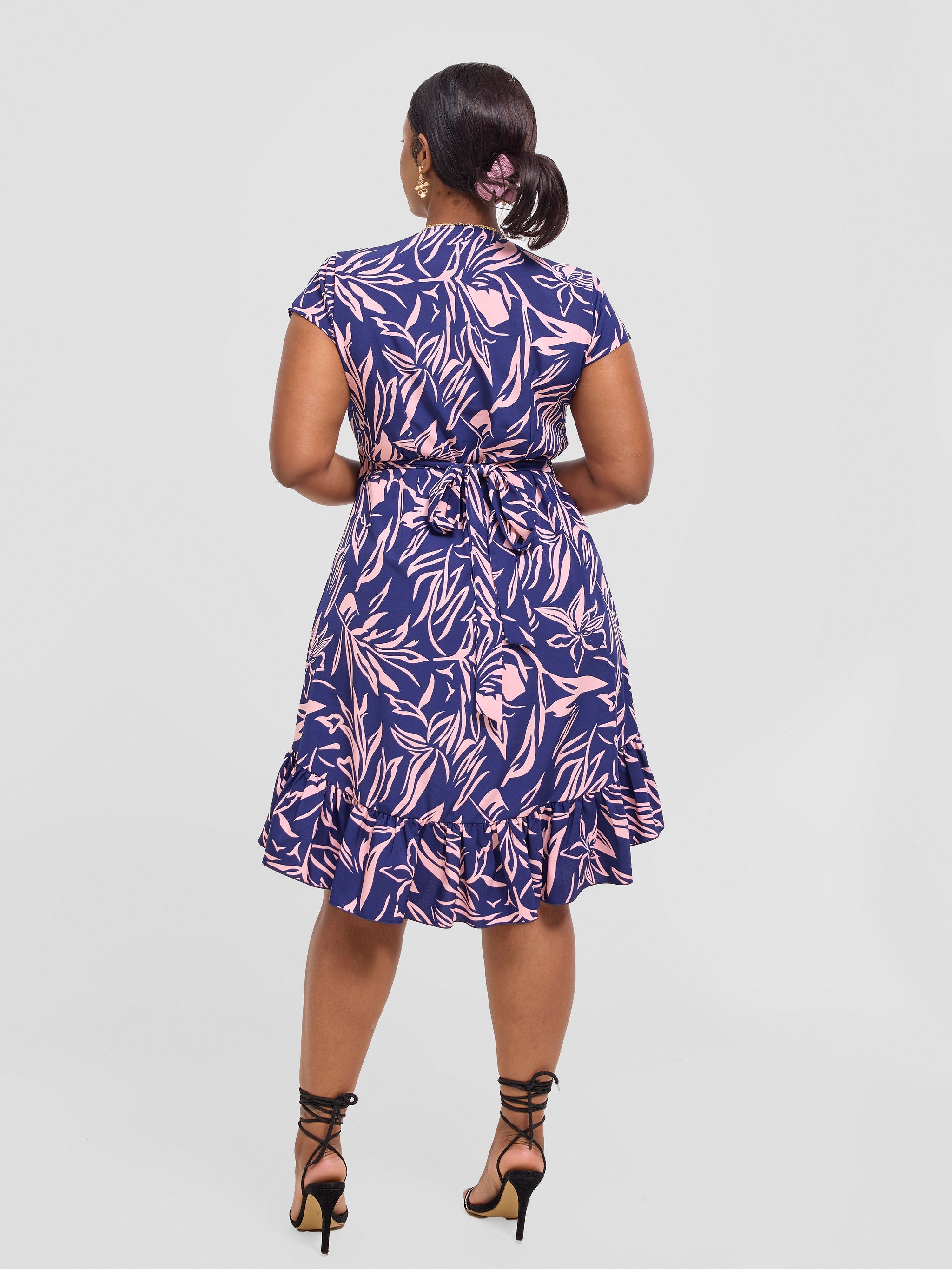 Vivo Nasinka Wrap Dress - Navy / Pink Ena Print