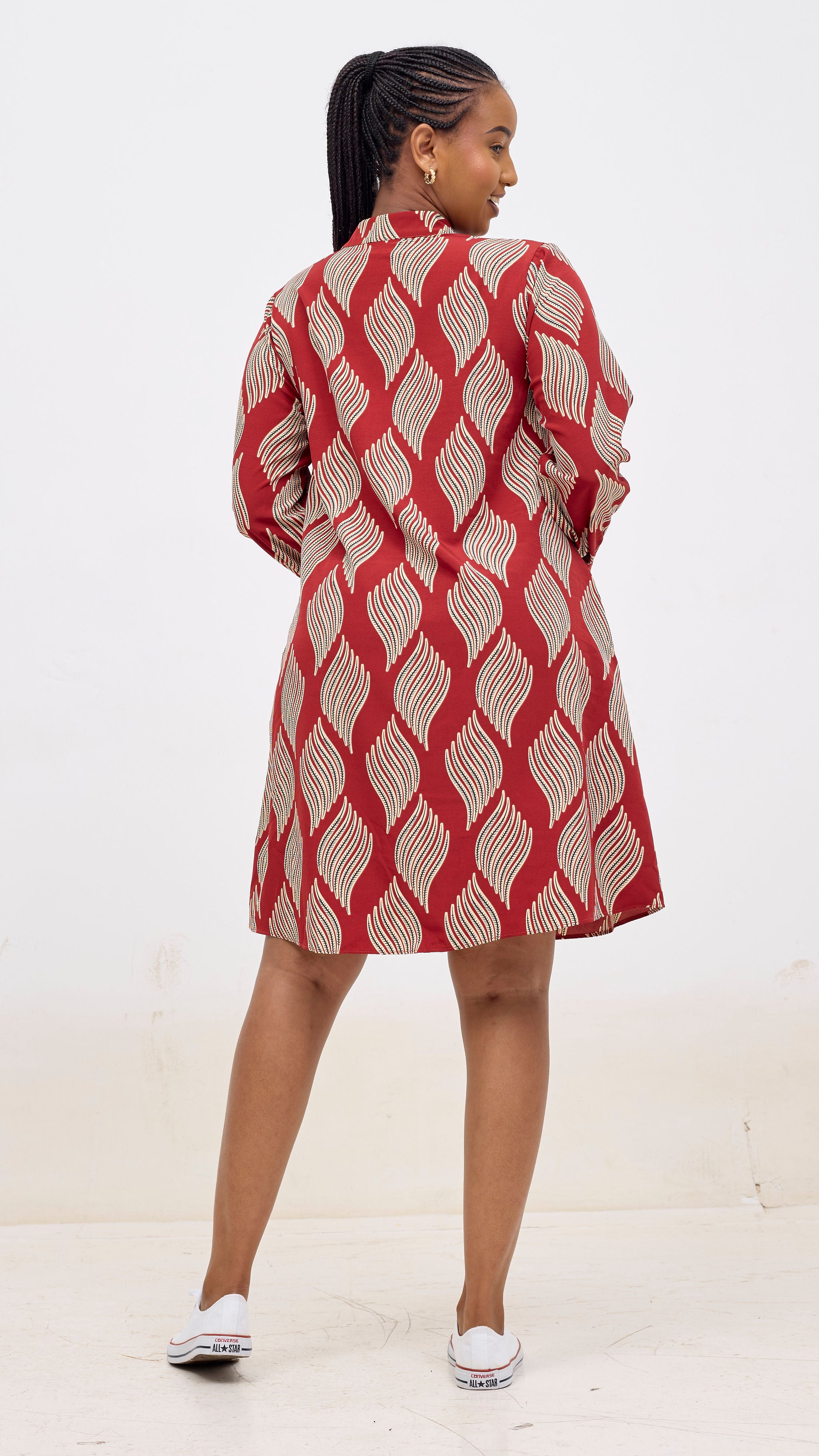 Vivo Kani Tent Shirt Dress - Burgundy / Black Print