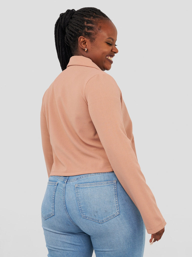 Popular 21 Class Crop Jacket Blazer - Nude - Shopzetu