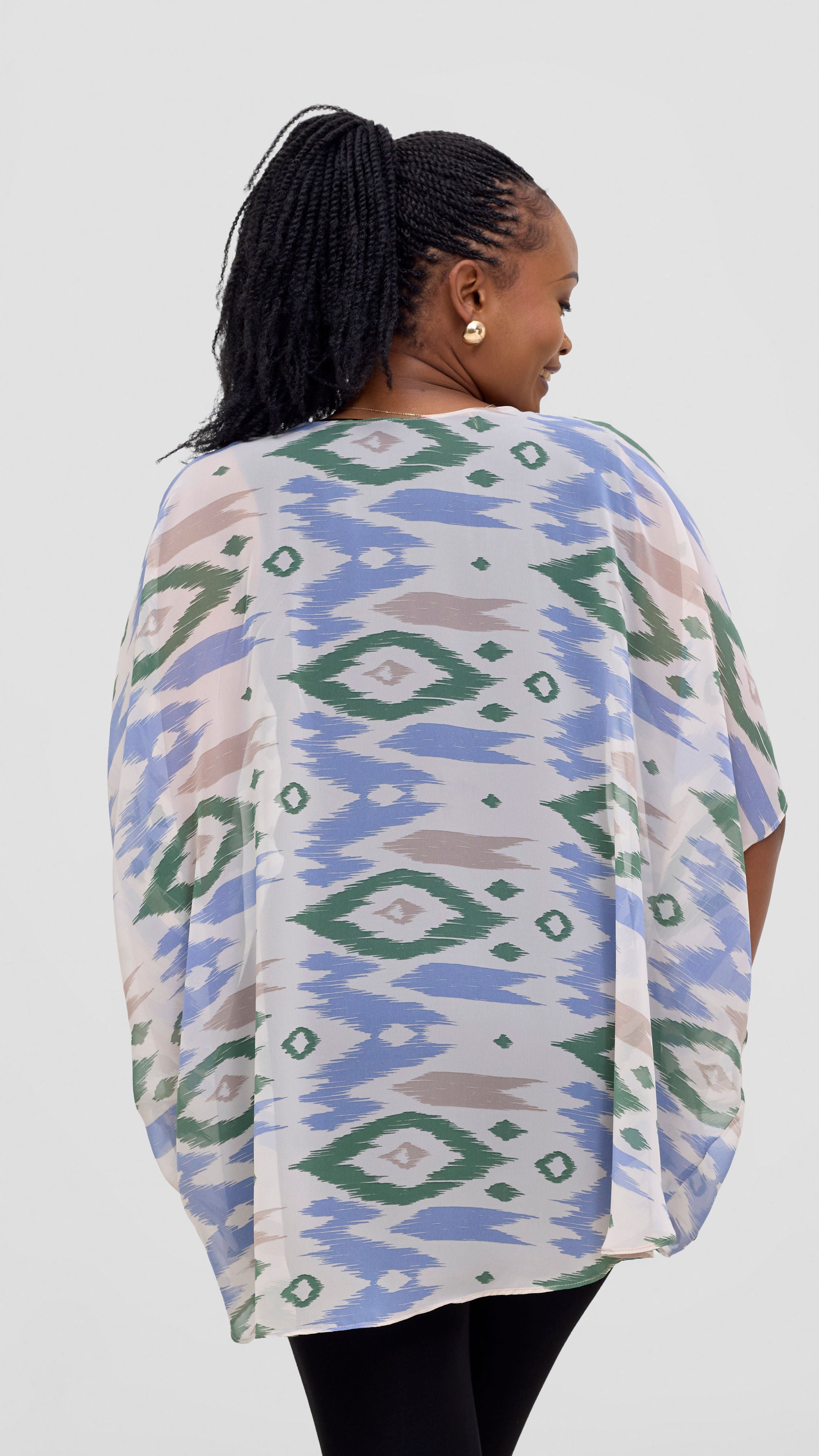 Vivo Ayana Wide High Low Top - Green / Blue Print
