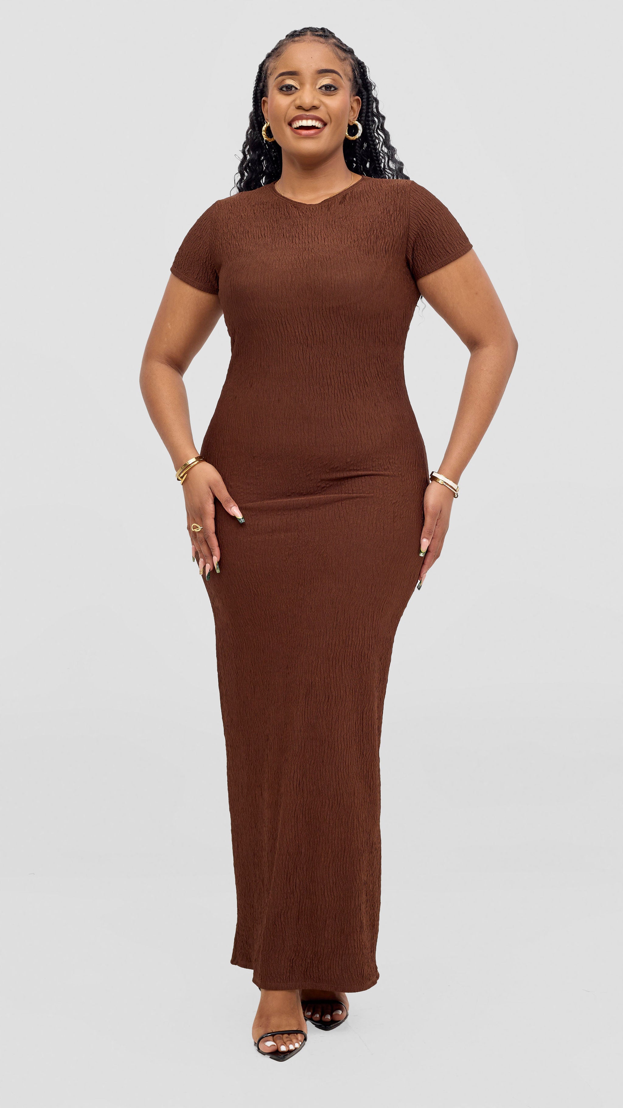 Vivo Kaisa Short Sleeve Maxi Bodycon - Chocolate