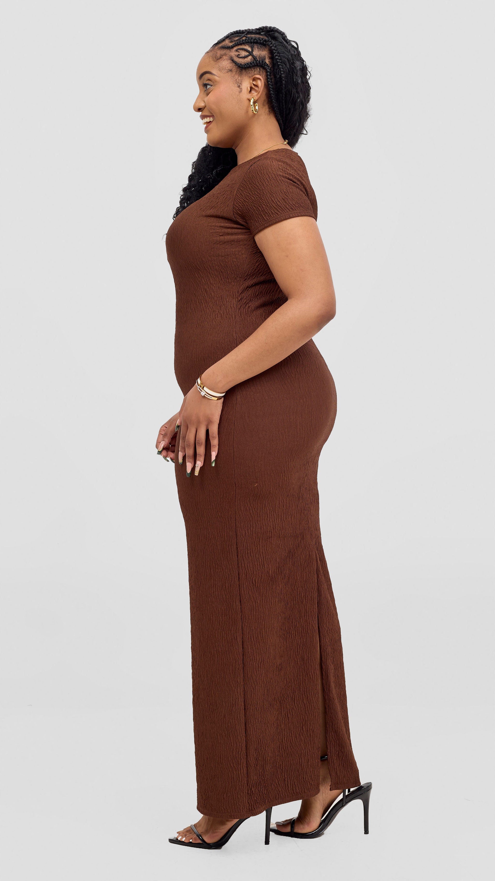 Vivo Kaisa Short Sleeve Maxi Bodycon - Chocolate