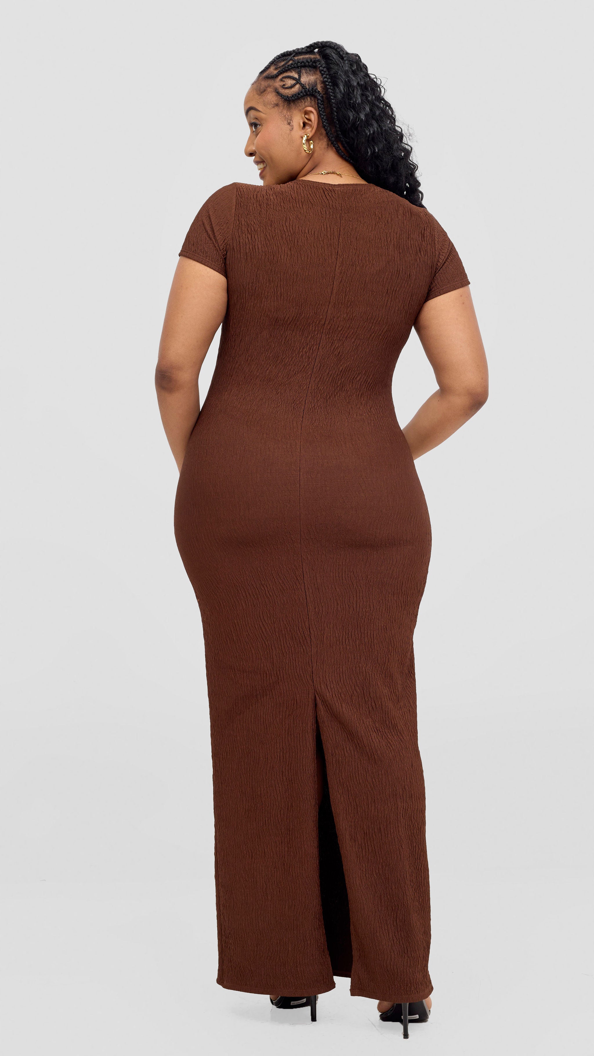 Vivo Kaisa Short Sleeve Maxi Bodycon - Chocolate