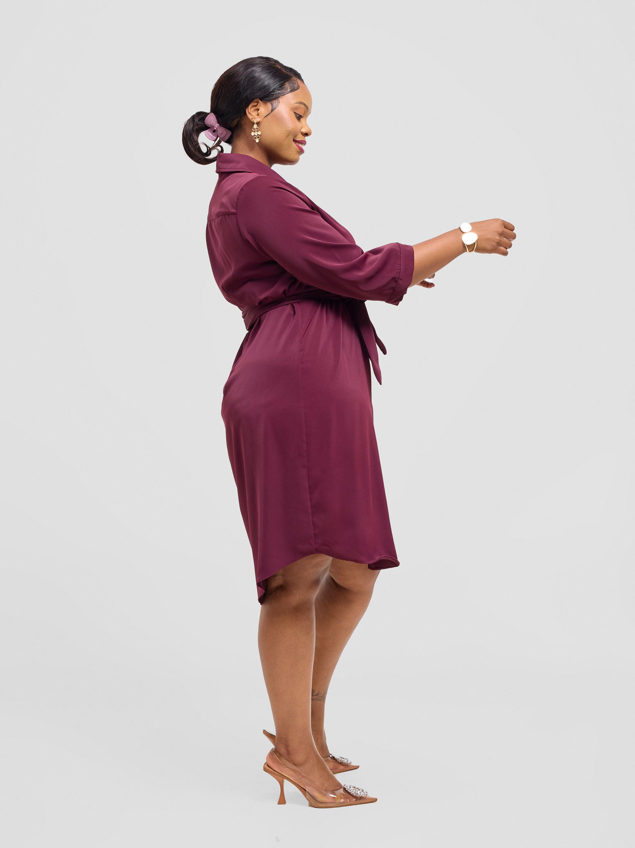 Vivo Nala Shirt Dress - Burgundy