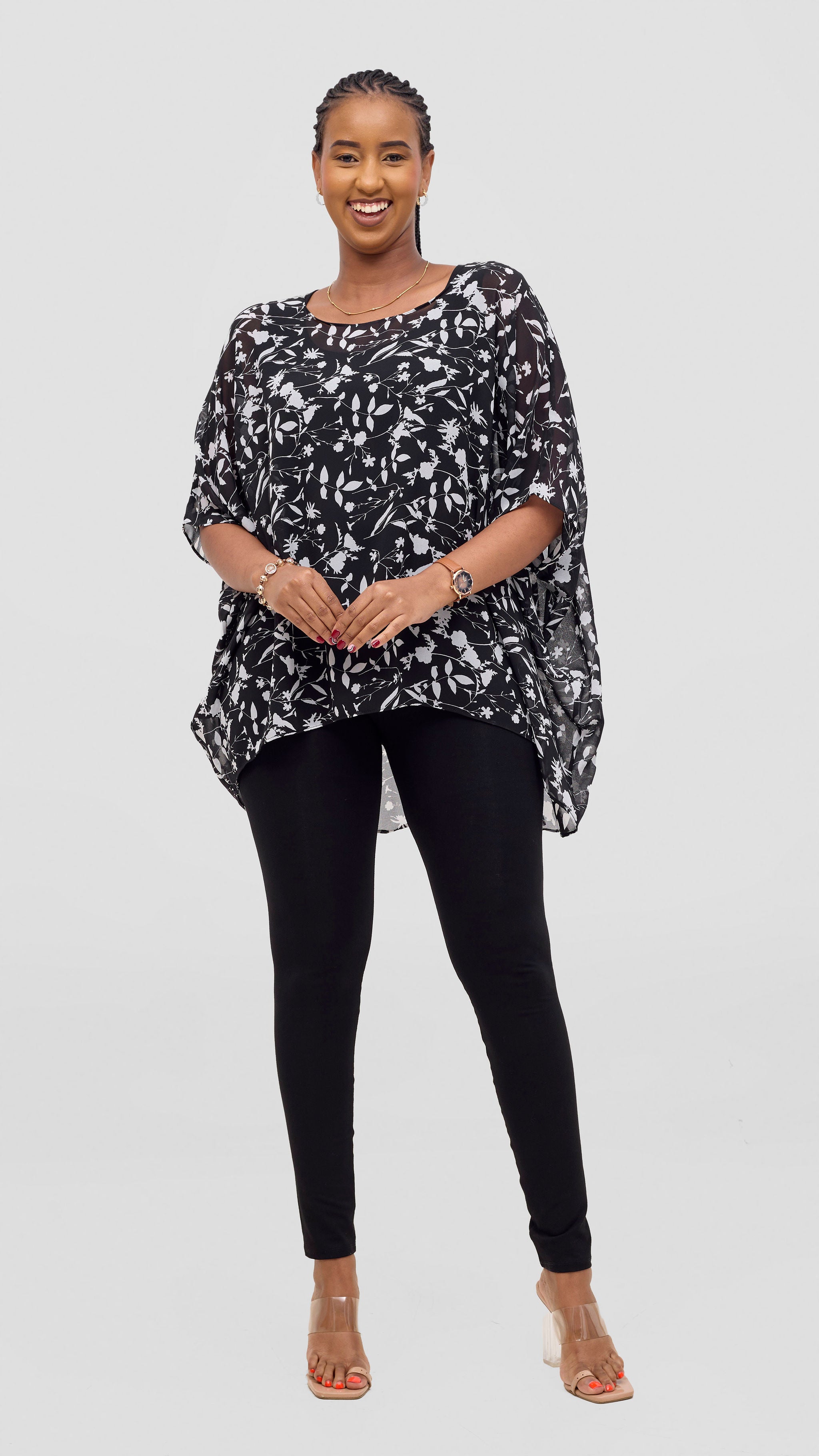 Vivo Ayana Wide High Low Top - Black / White Print