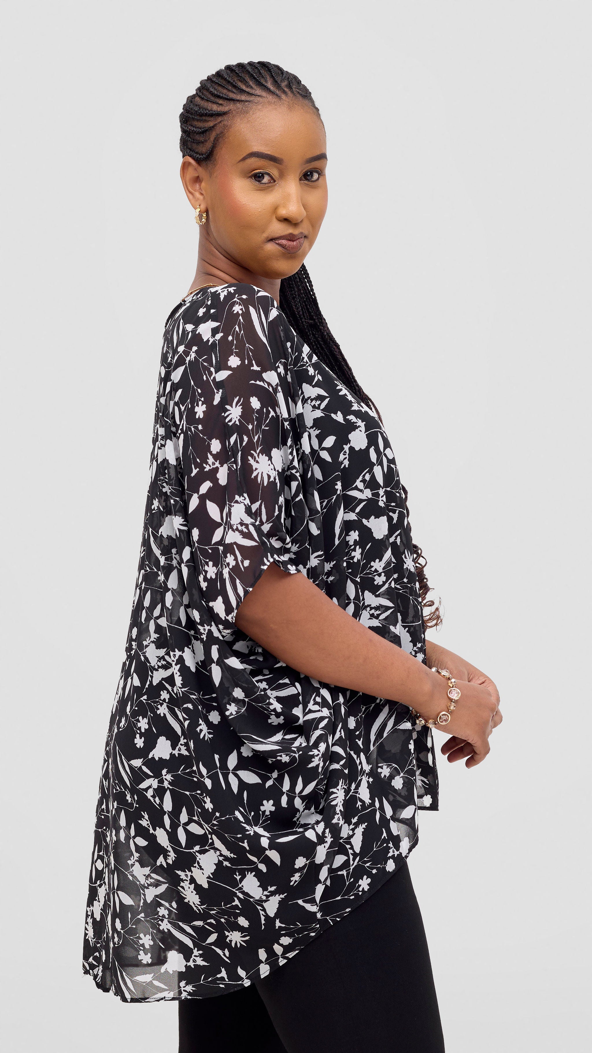 Vivo Ayana Wide High Low Top - Black / White Print