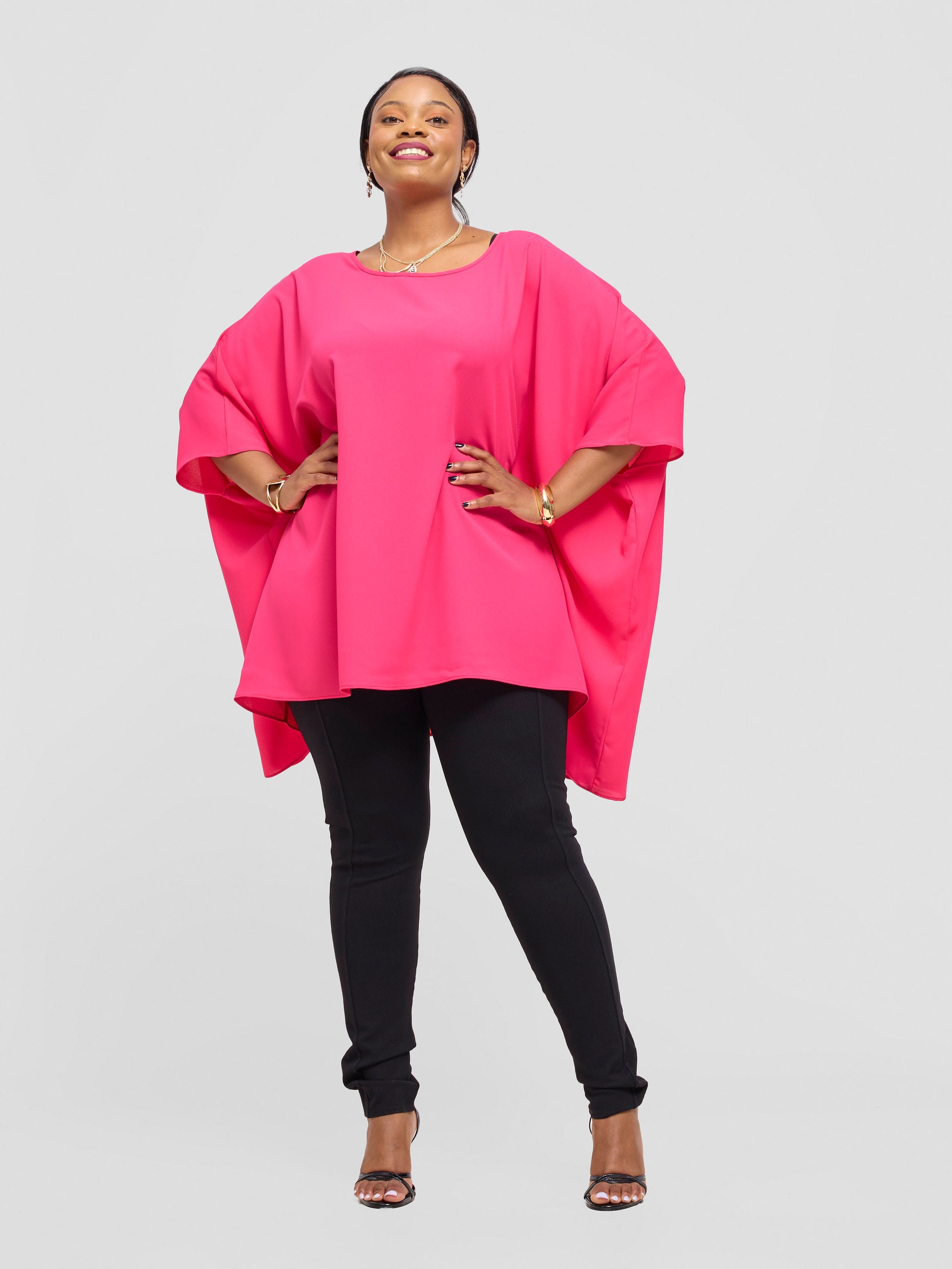 Vivo Liv Wide Crepe Top - Hot Pink