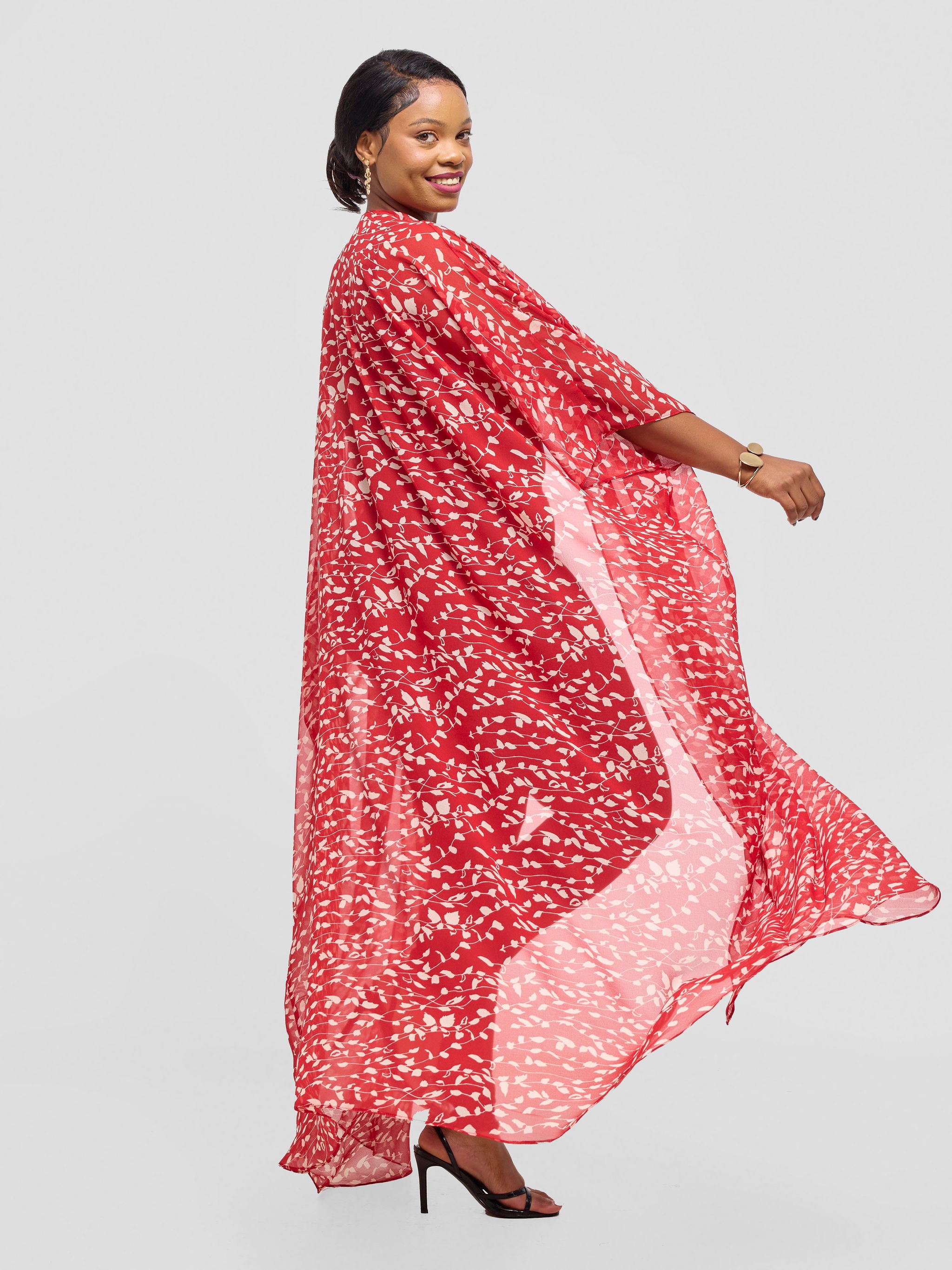 Vivo Muna Chiffon Kimono - Red Tia print