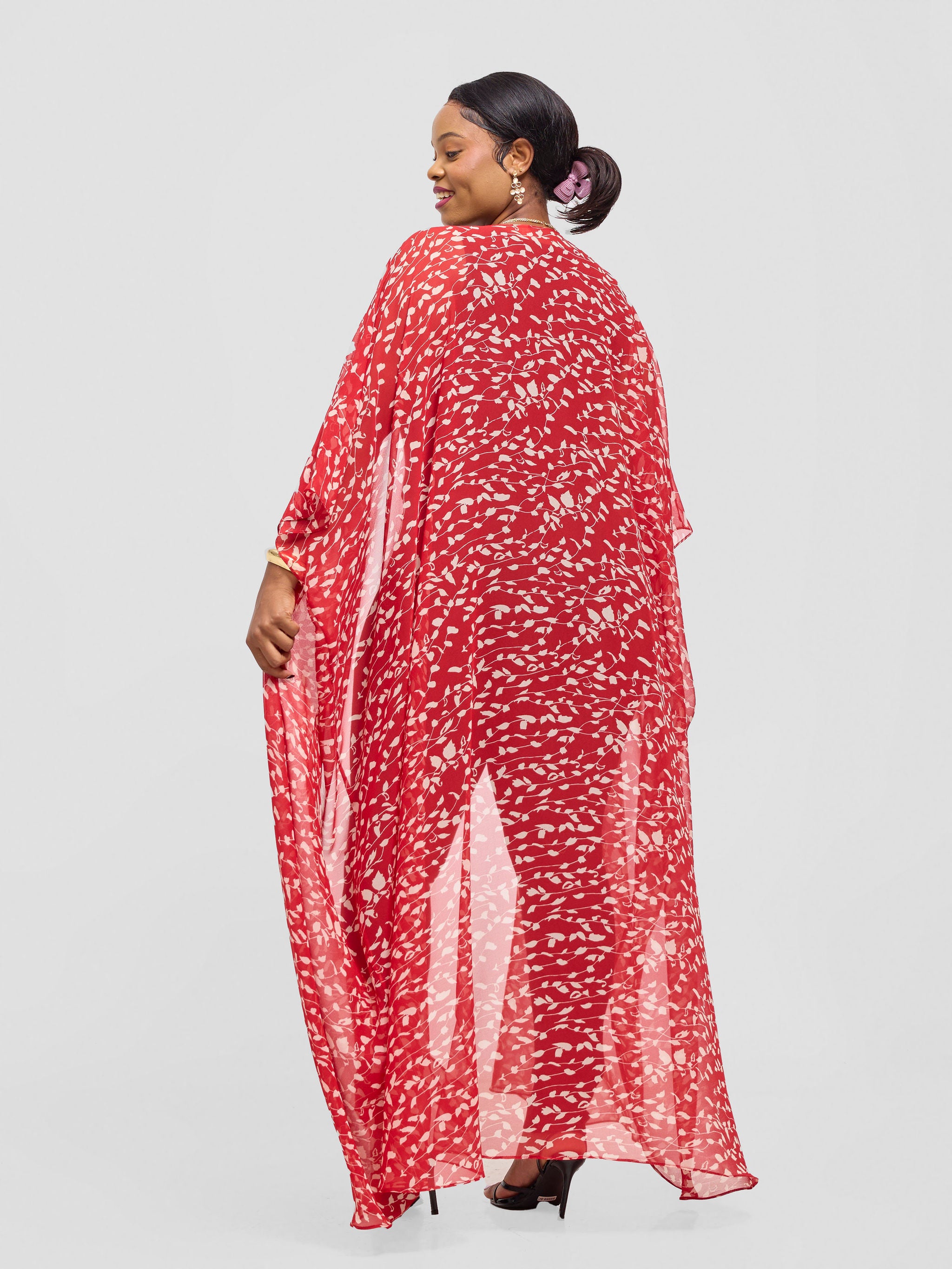 Vivo Muna Chiffon Kimono - Red Tia print