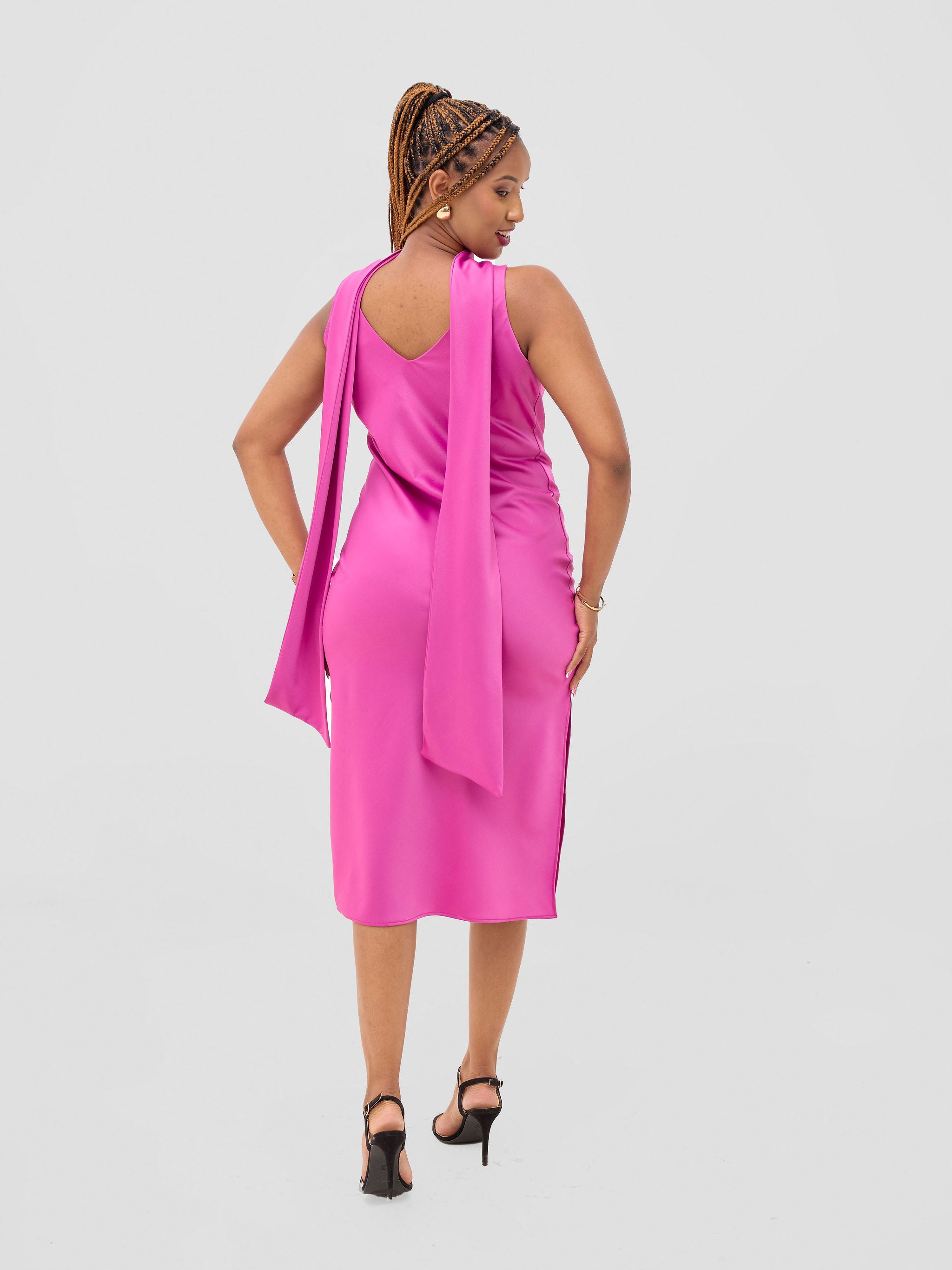 Vivo Yene V Neck Slip Dress - Plum
