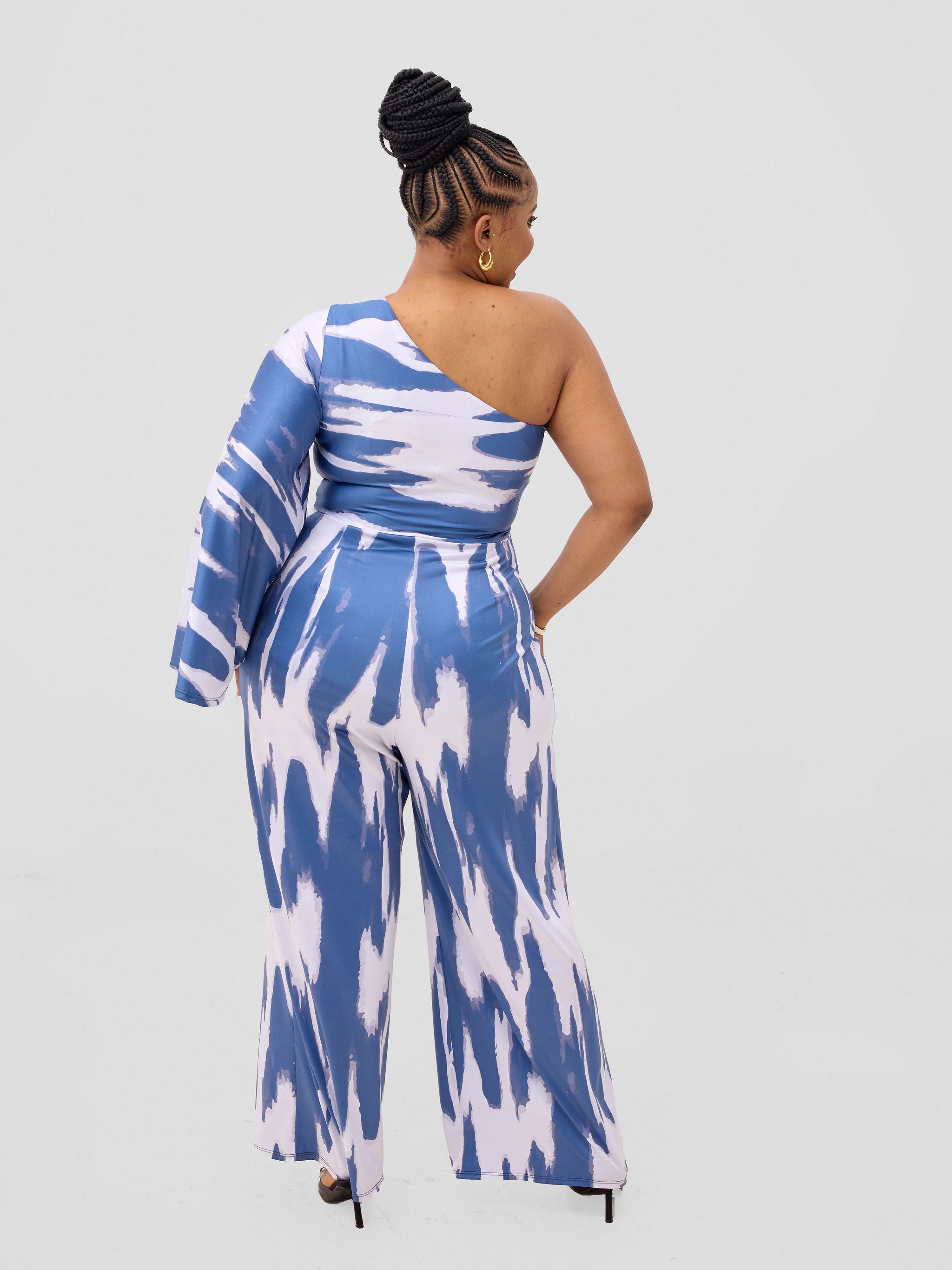Vivo Yene Jumpsuit - White / Teal Shibori Print