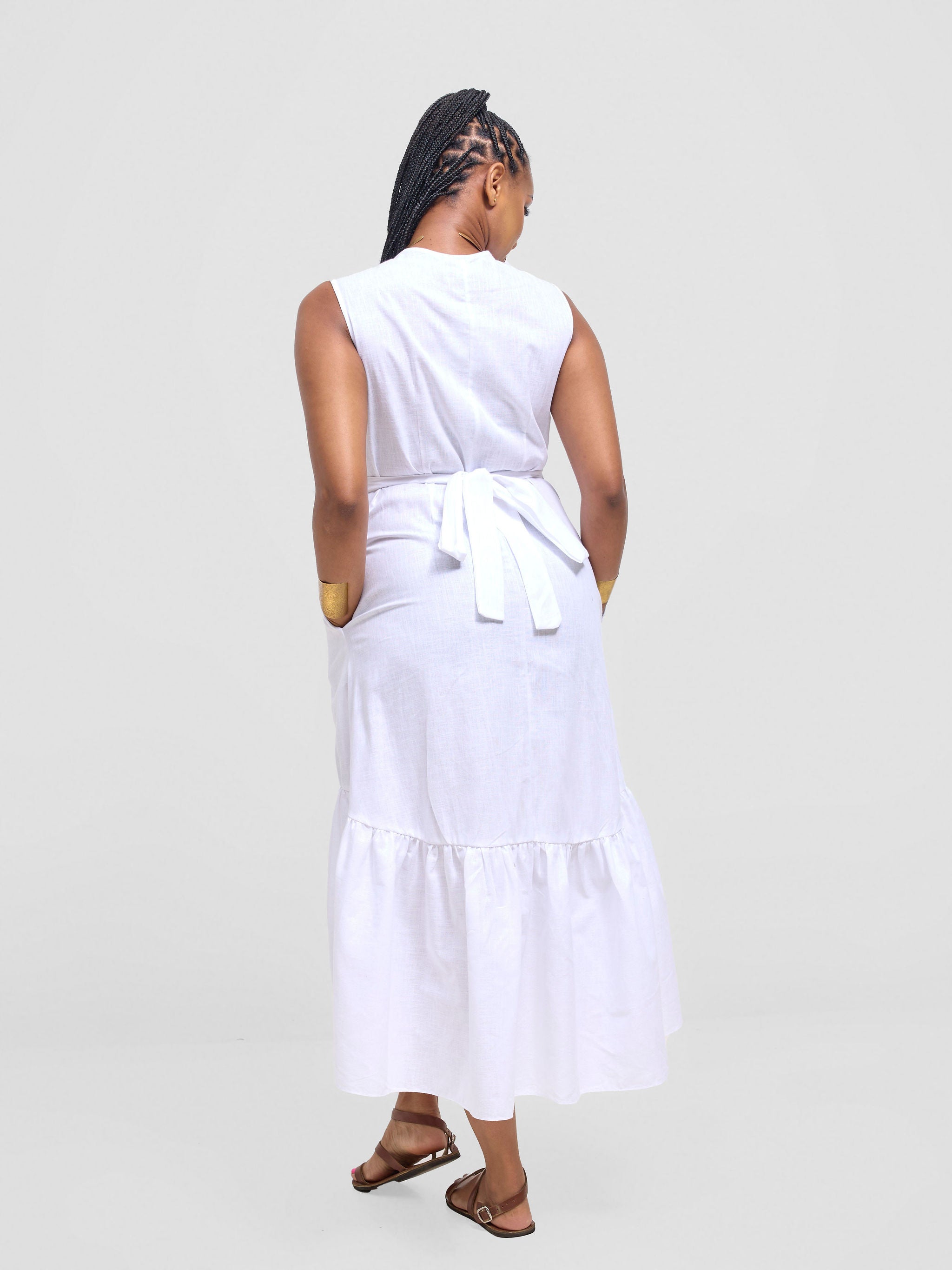 Safari Savannah Midi Wrap Dress - White